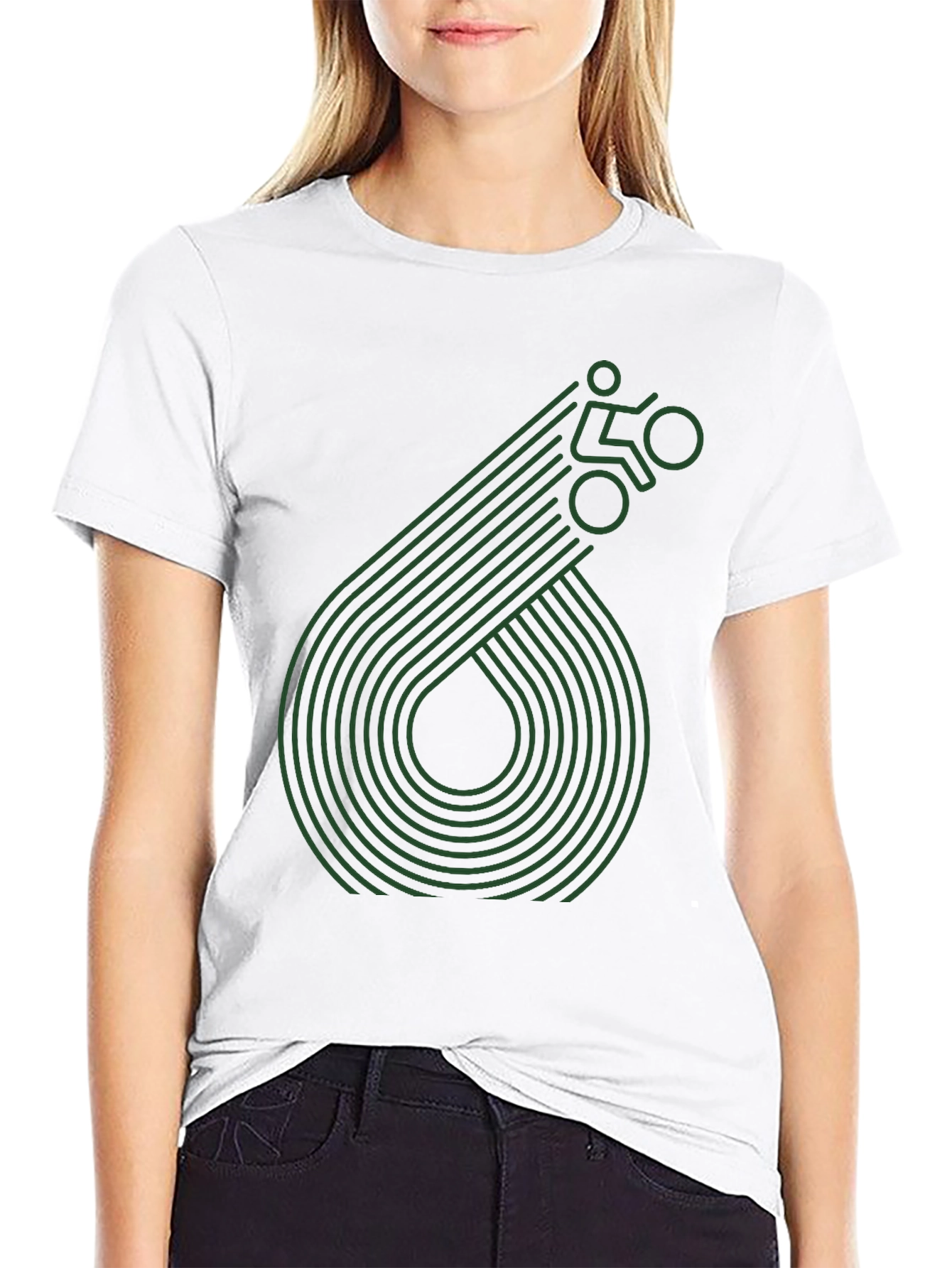 Geometric Cyclist Graphic Tee - Black