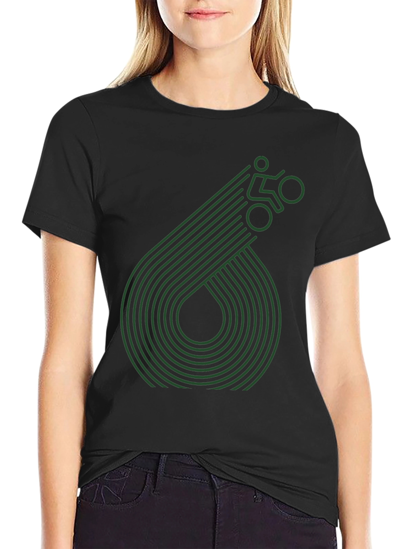 Geometric Cyclist Graphic Tee - Black