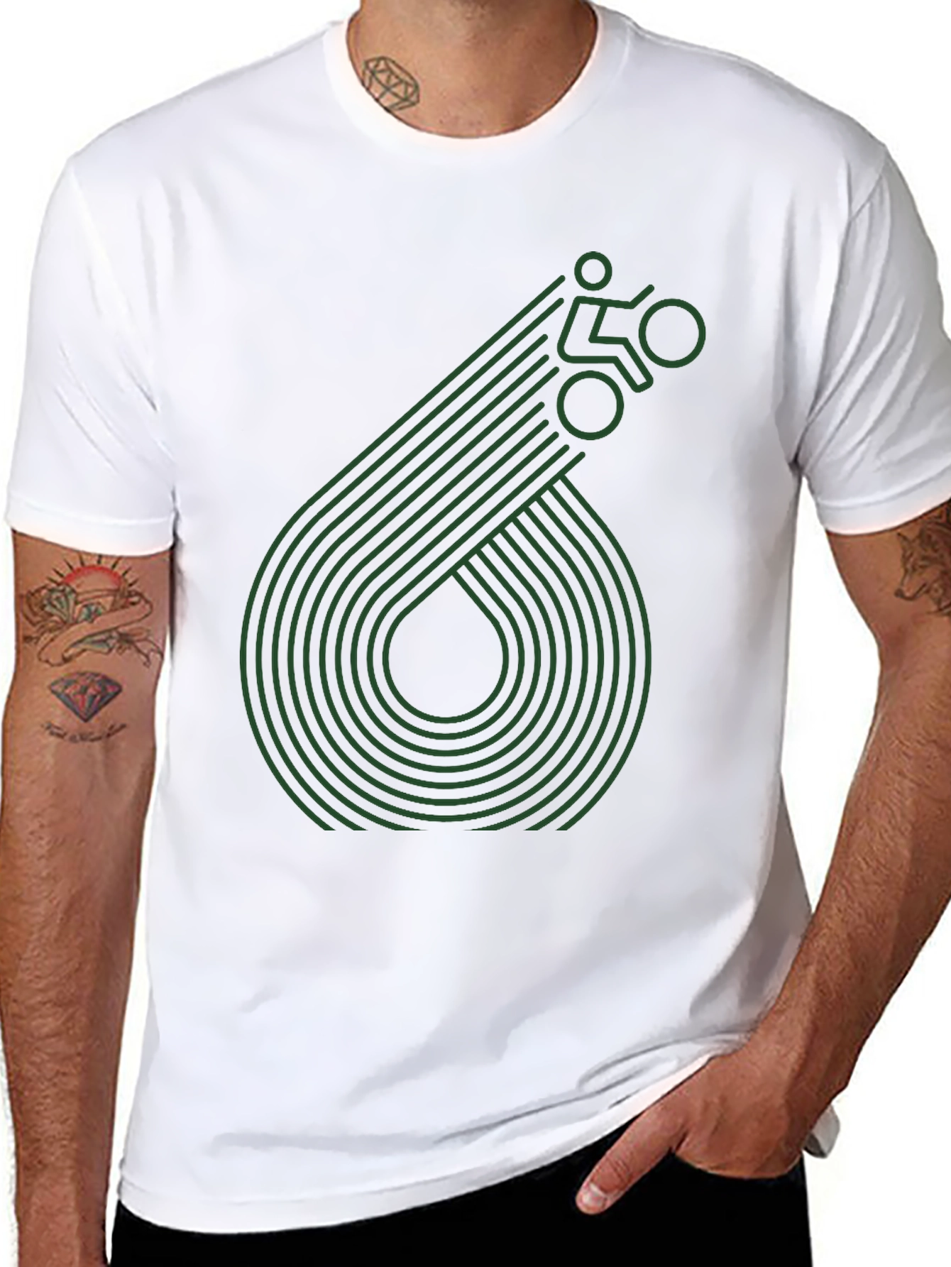 Geometric Cyclist Graphic Tee - Black