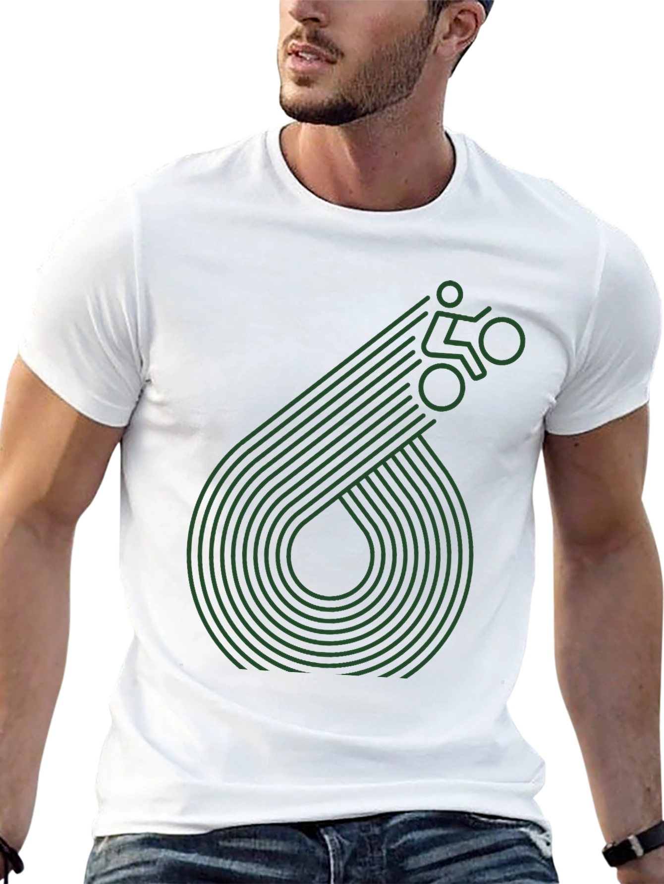 Geometric Cyclist Graphic Tee - Black