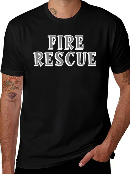 Fire Rescue T-Shirt - Black Graphic Tee