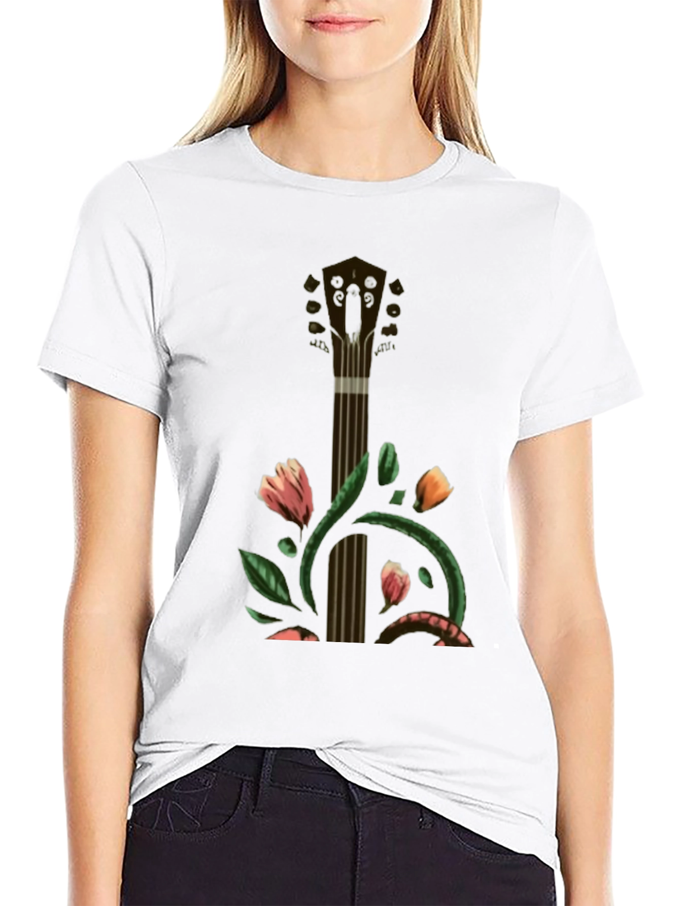 Floral Guitar T-Shirt - Unique Musical Style