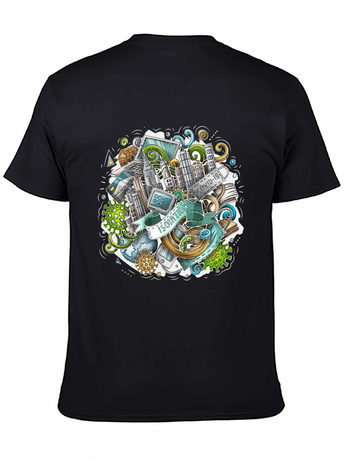 Isolation Doodle Art Black T-Shirt