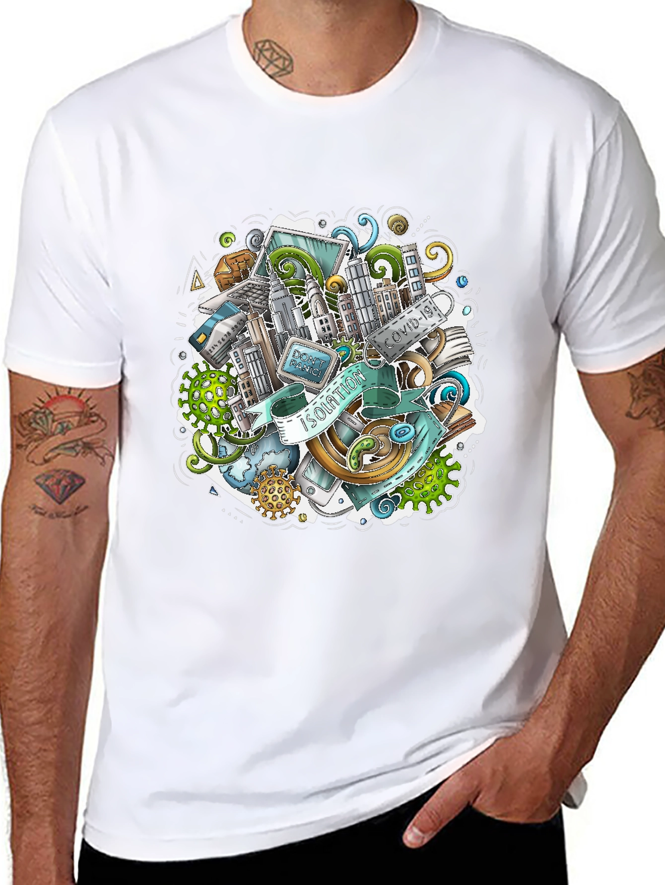 Isolation Doodle Art Black T-Shirt