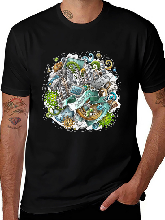 Isolation Doodle Art Black T-Shirt