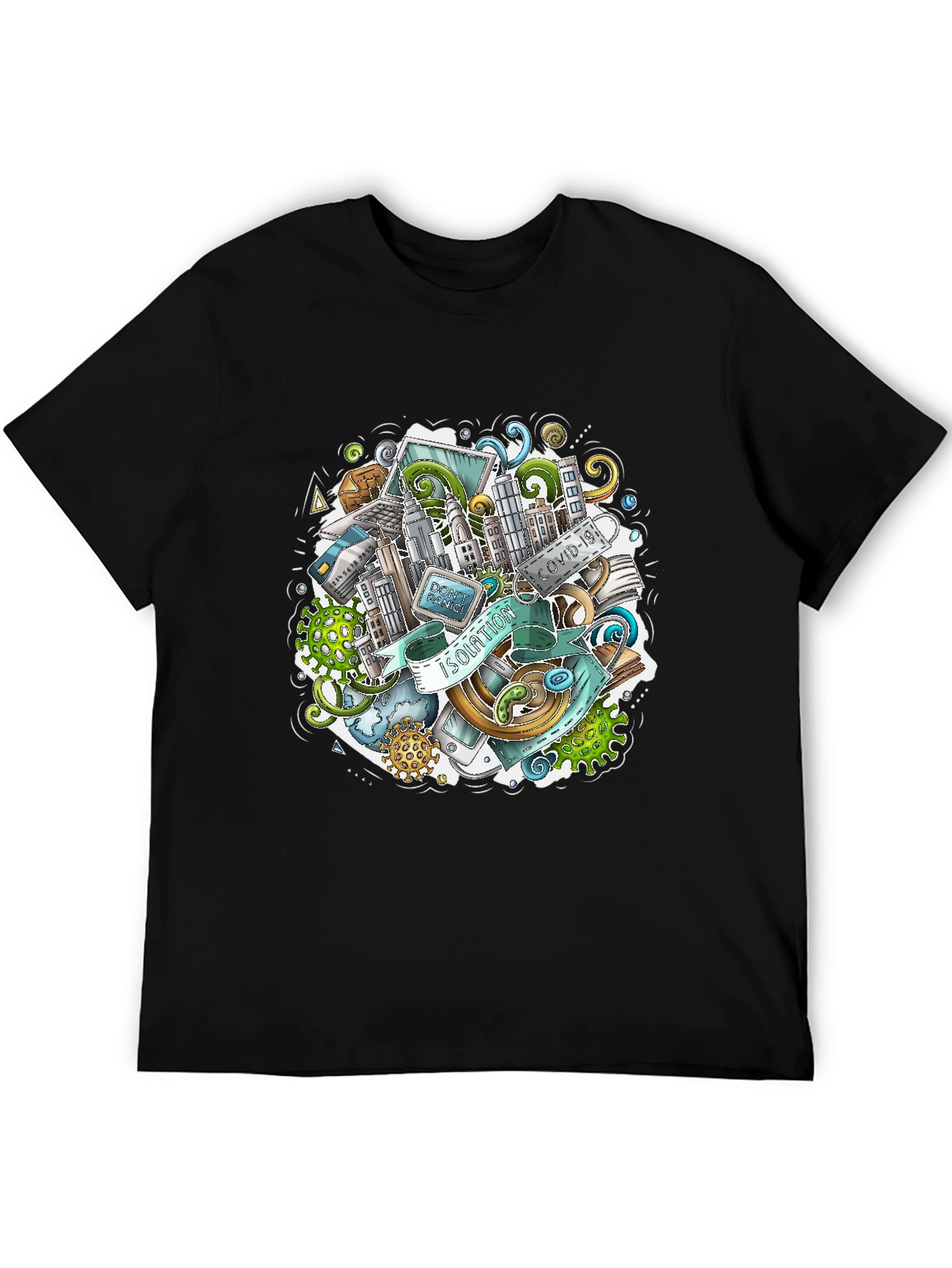Isolation Doodle Art Black T-Shirt
