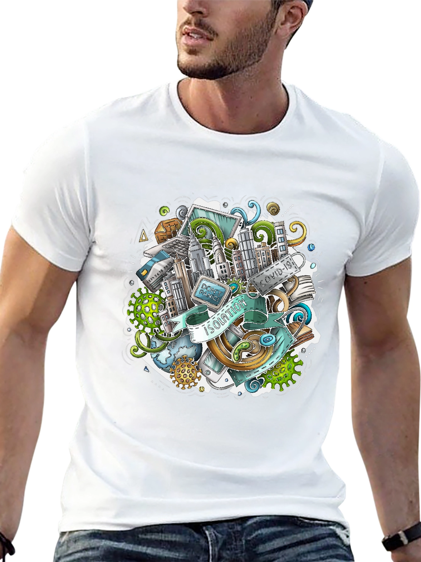 Isolation Doodle Art Black T-Shirt
