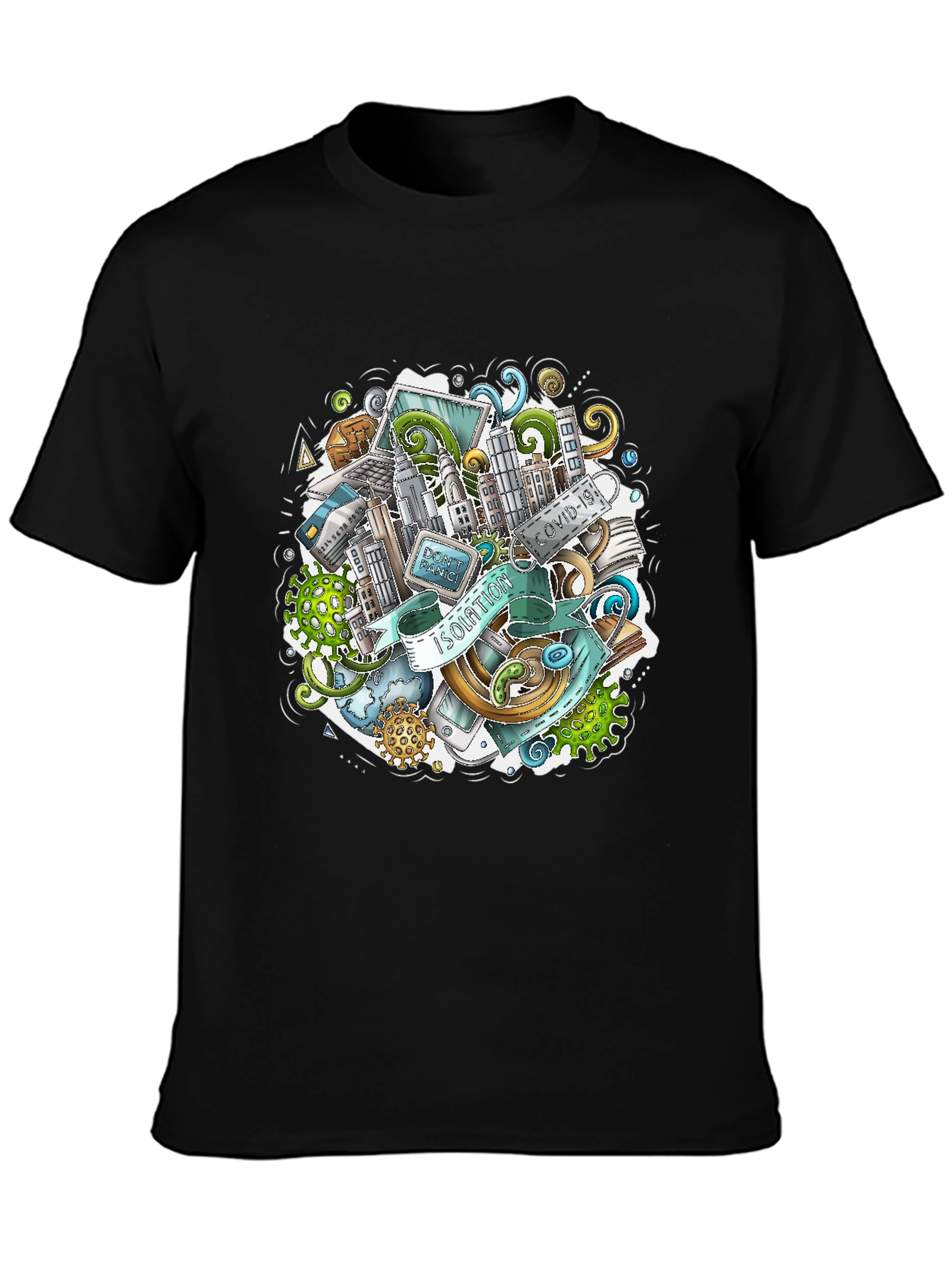 Isolation Doodle Art Black T-Shirt