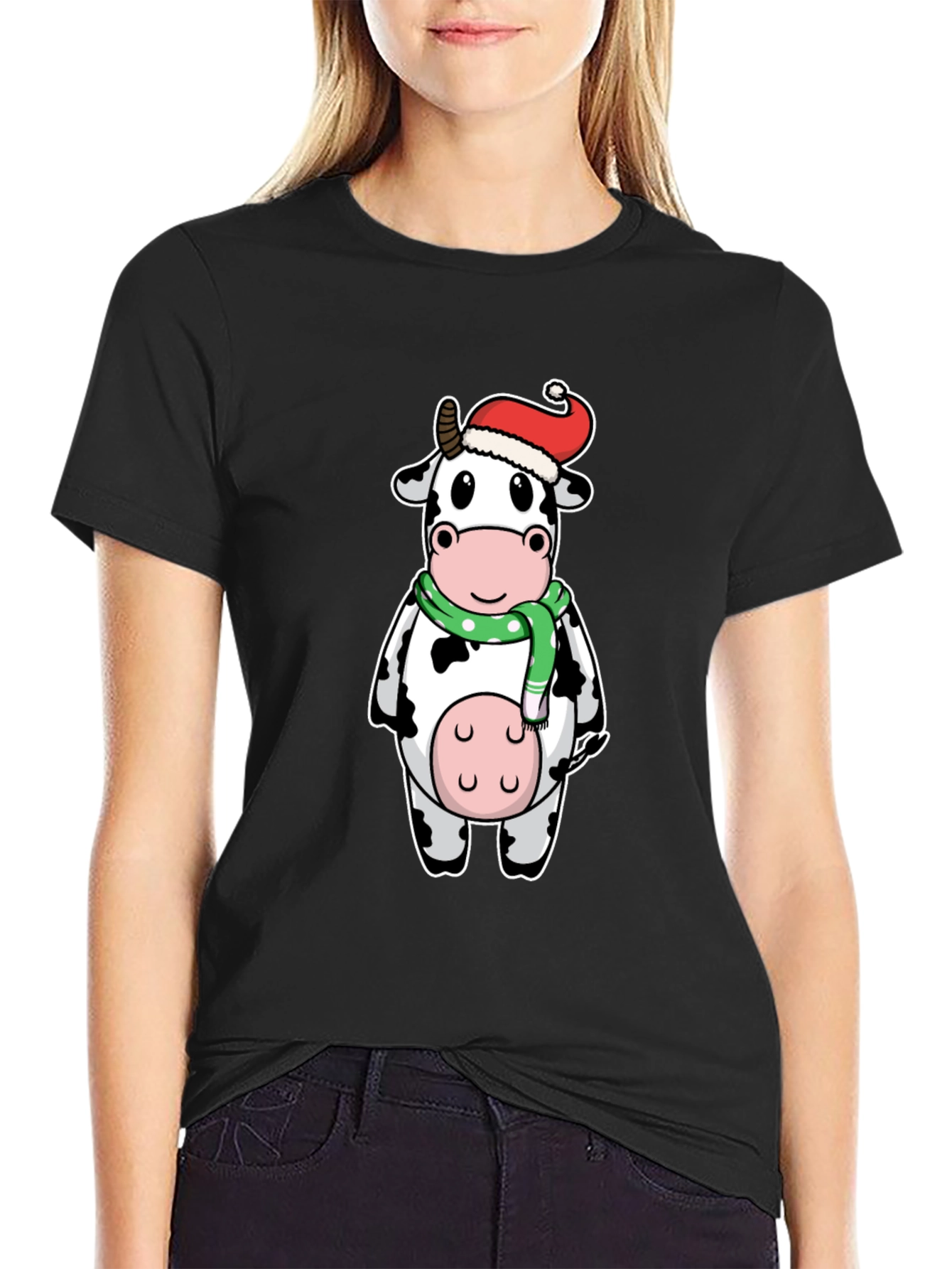 Christmas Cow Graphic T-Shirt