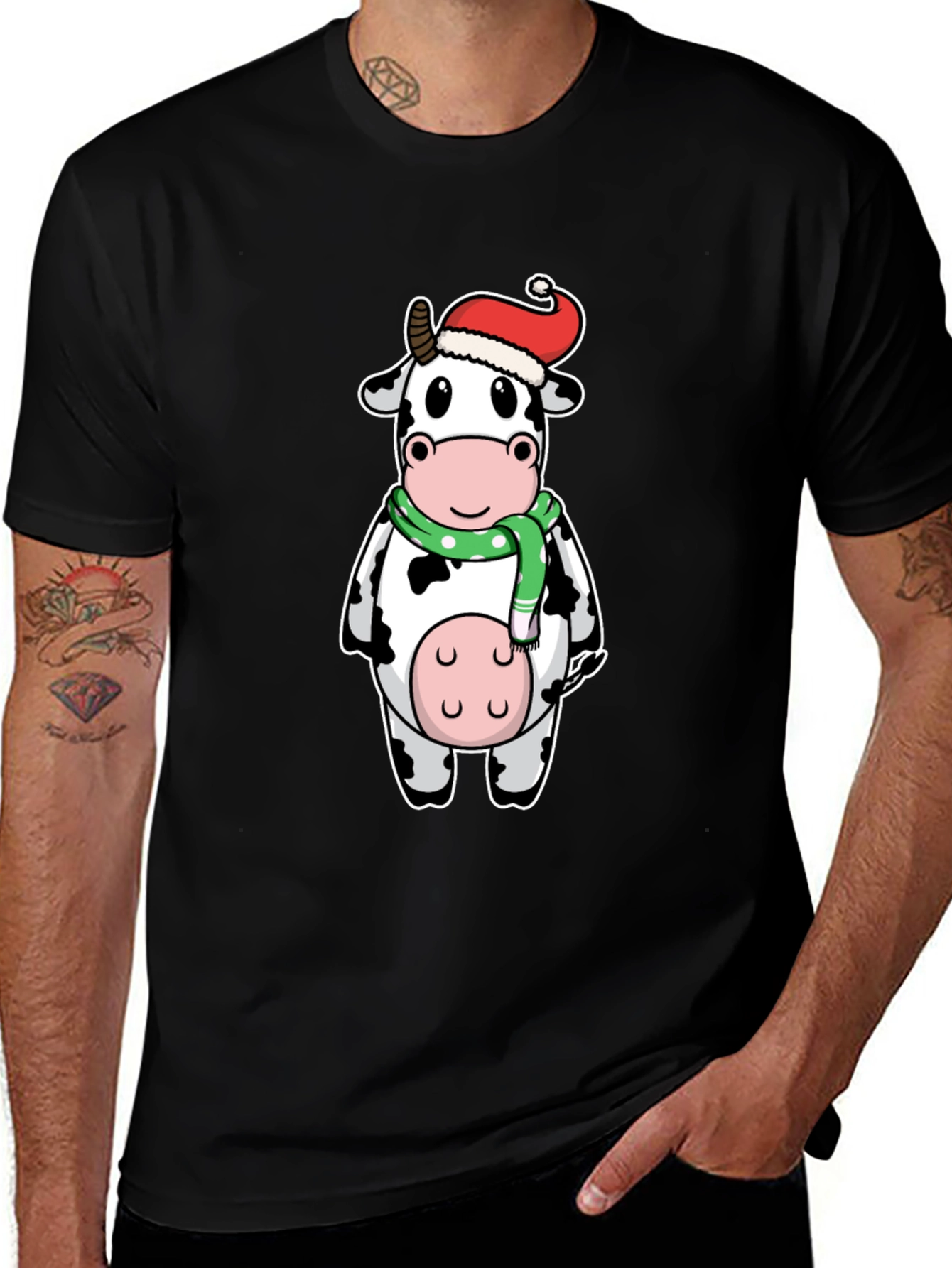 Christmas Cow Graphic T-Shirt