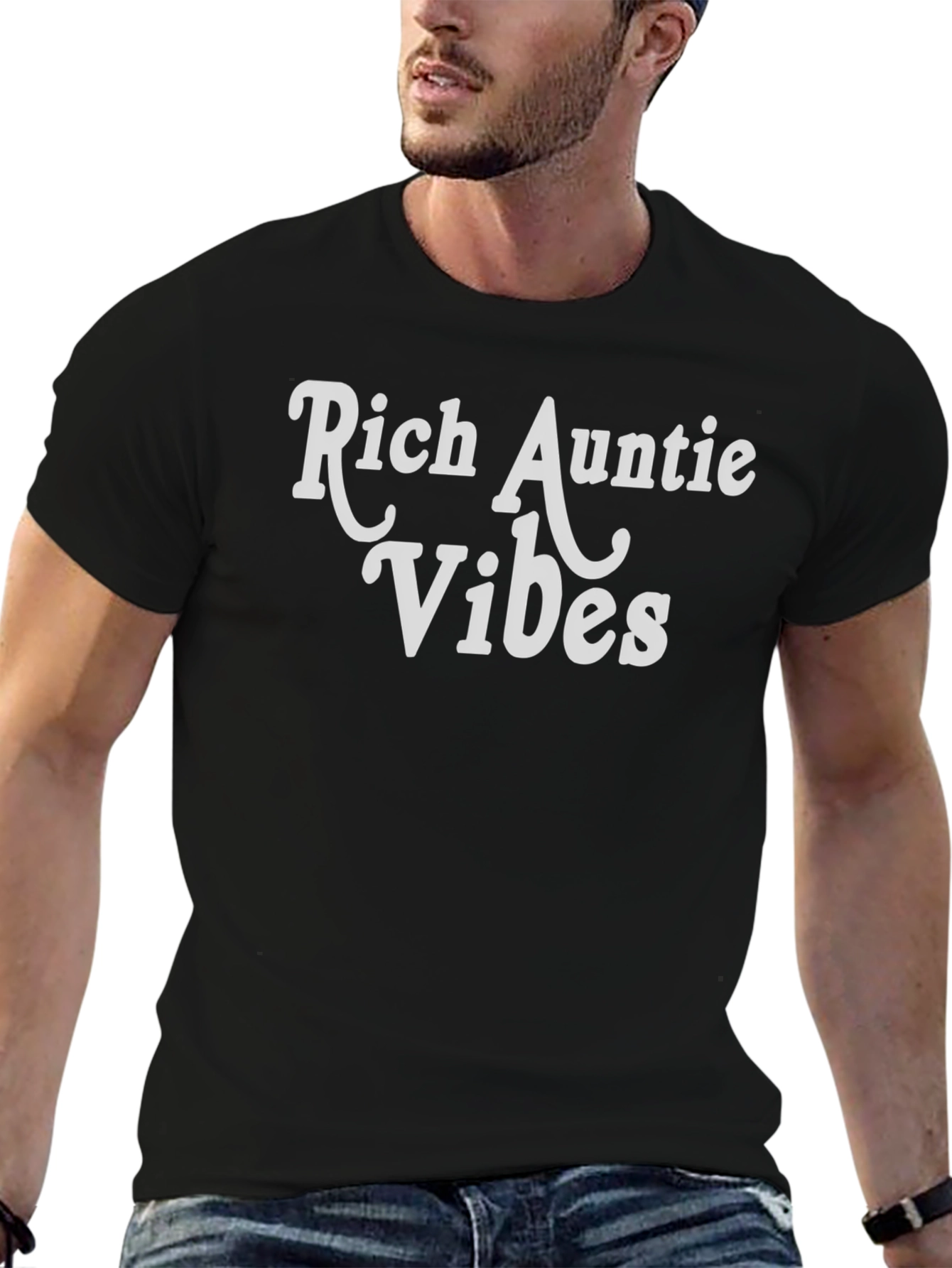 Rich Auntie Vibes Black Graphic Tee