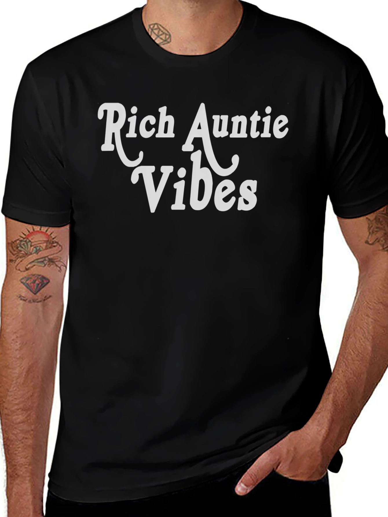 Rich Auntie Vibes Black Graphic Tee