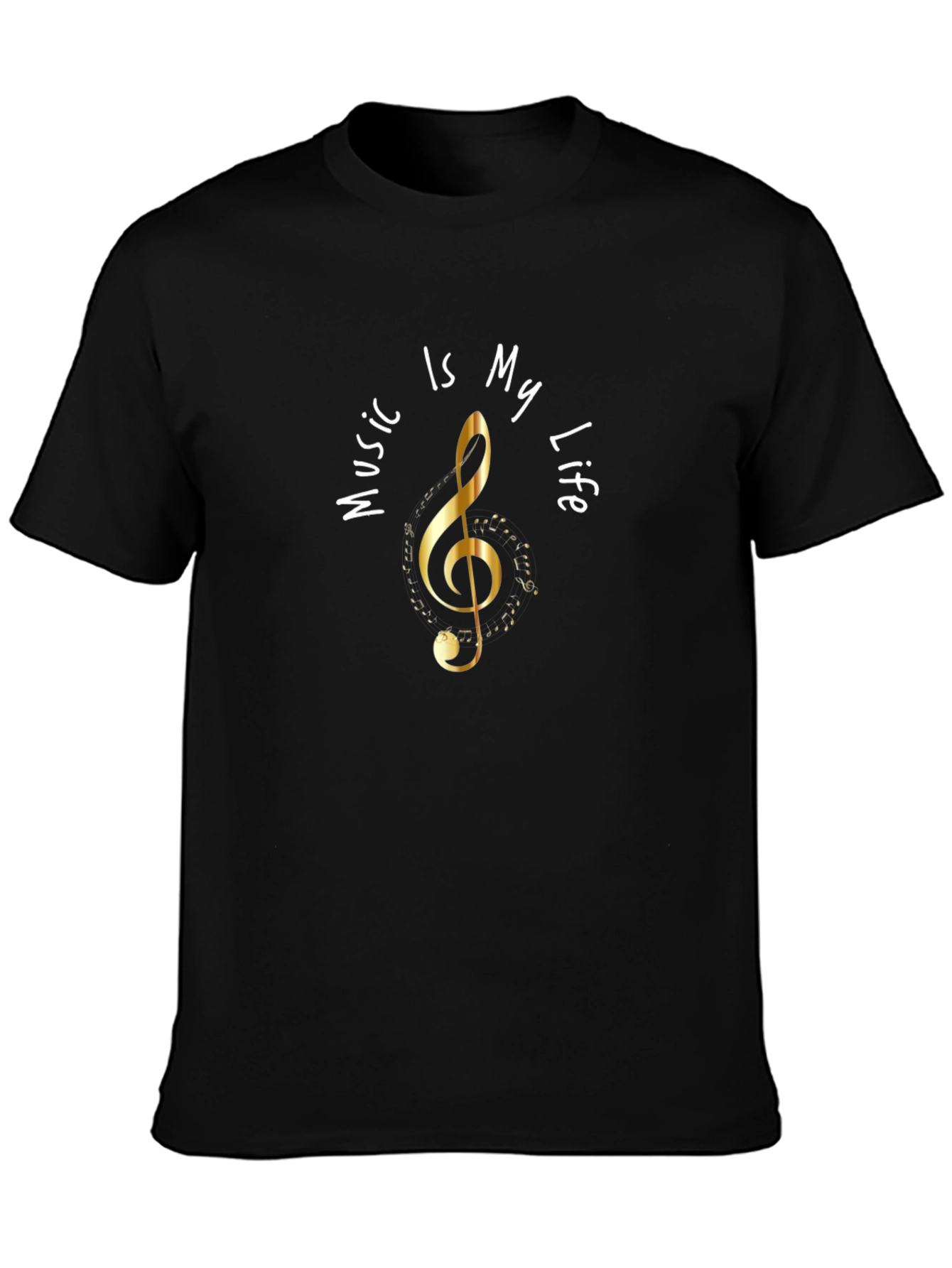 Music Is My Life Graphic Black T-Shirt