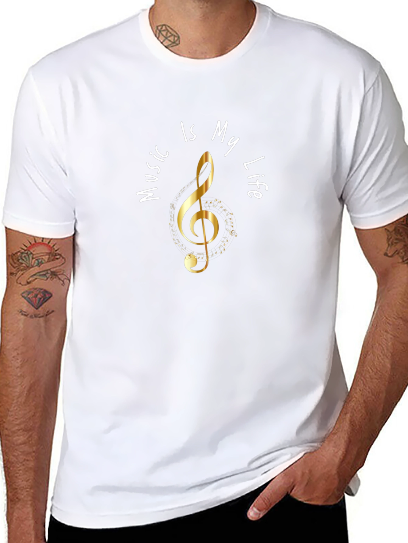 Music Is My Life Graphic Black T-Shirt
