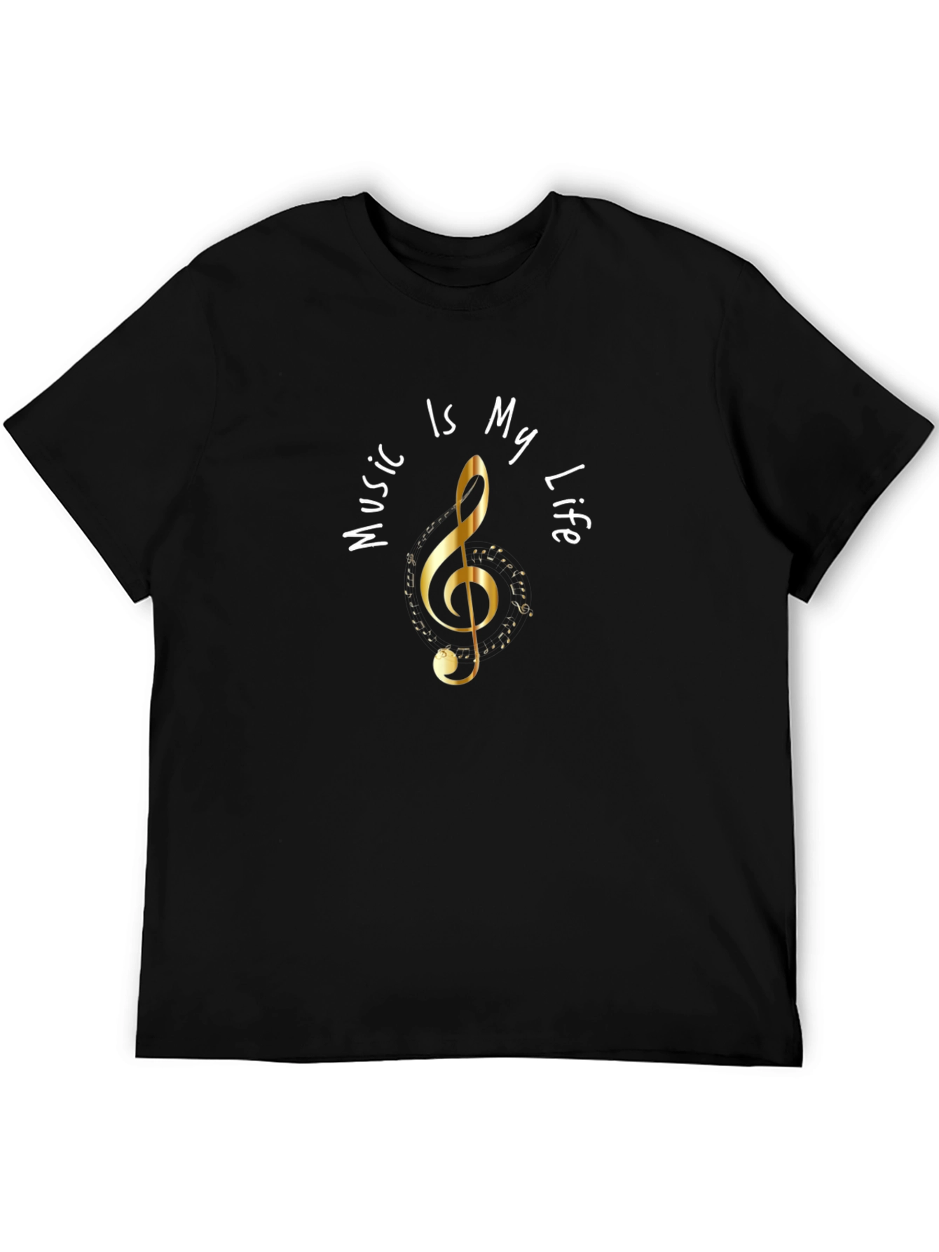 Music Is My Life Graphic Black T-Shirt