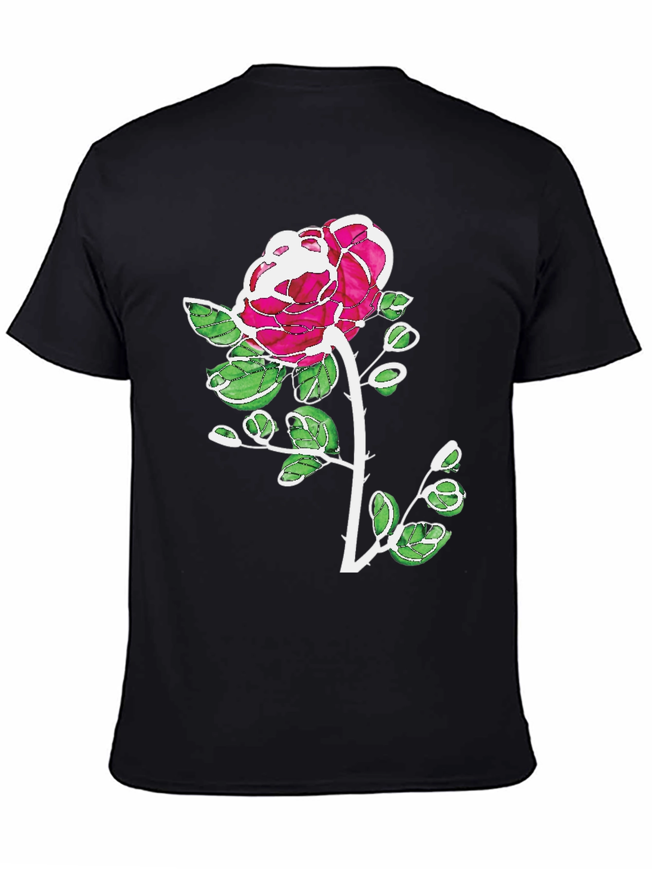 Floral Rose Graphic Print Black Casual T-Shirt