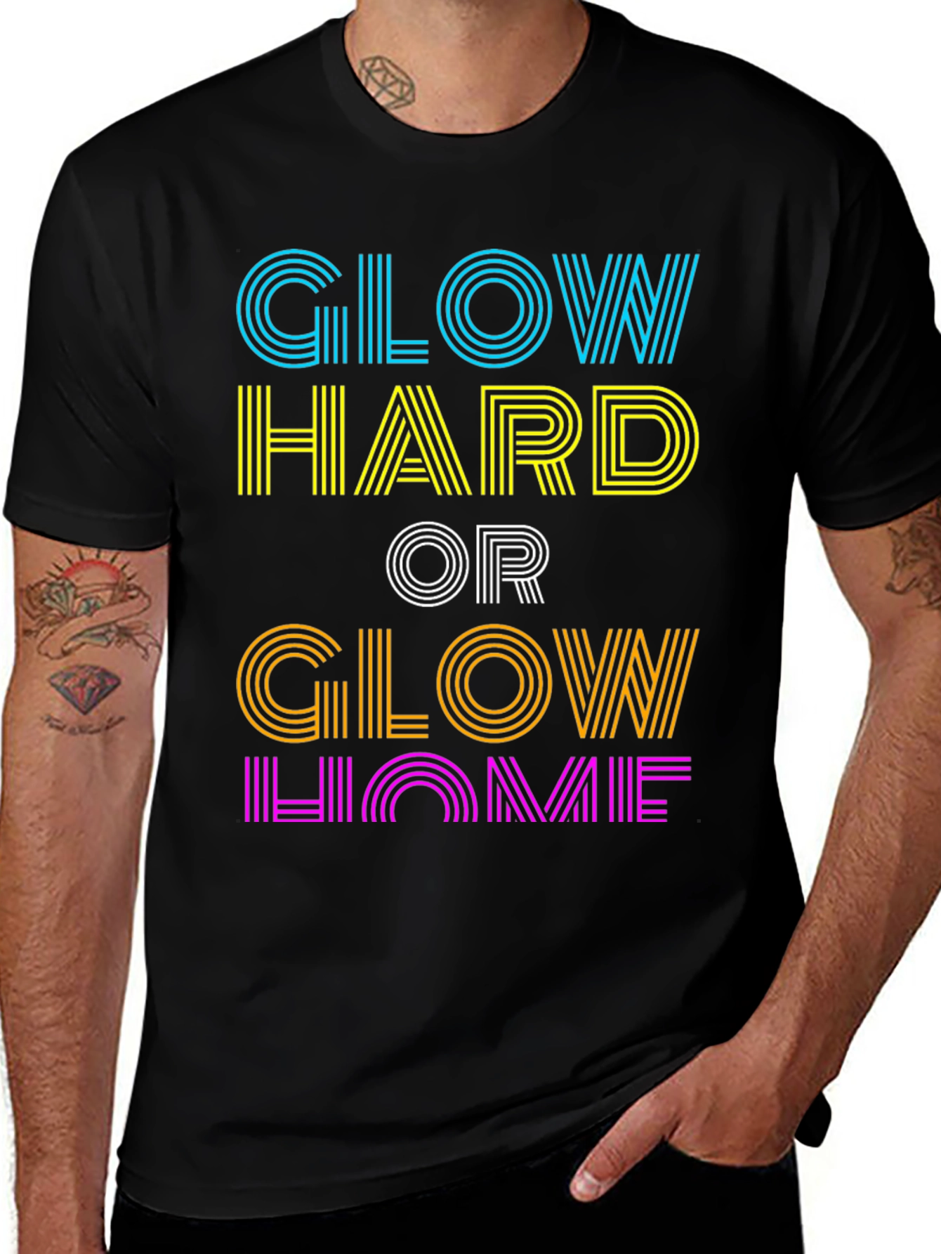 Glow Hard or Glow Home Graphic T-Shirt