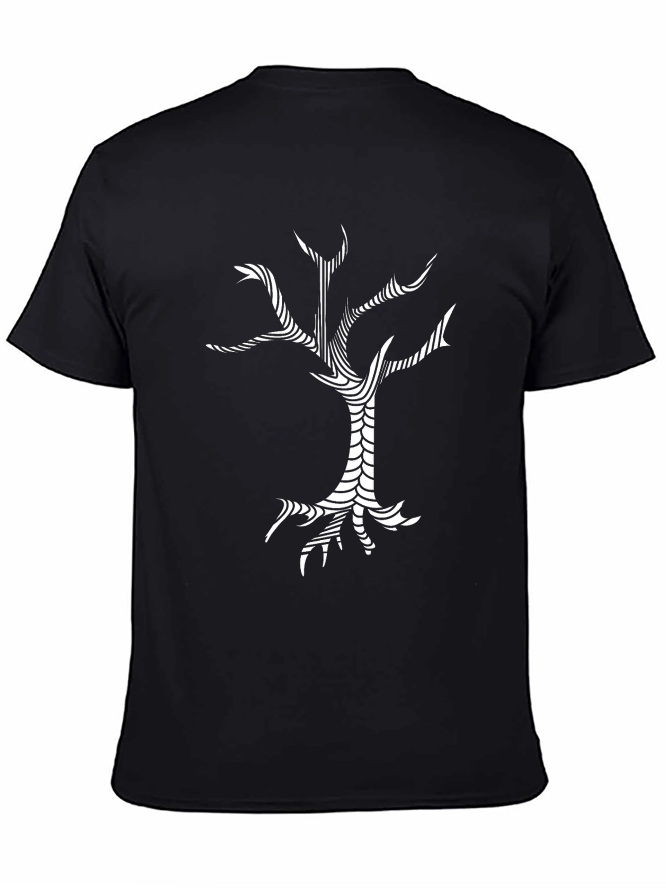 Abstract Tree Graphic Tee - Black Cotton T-Shirt