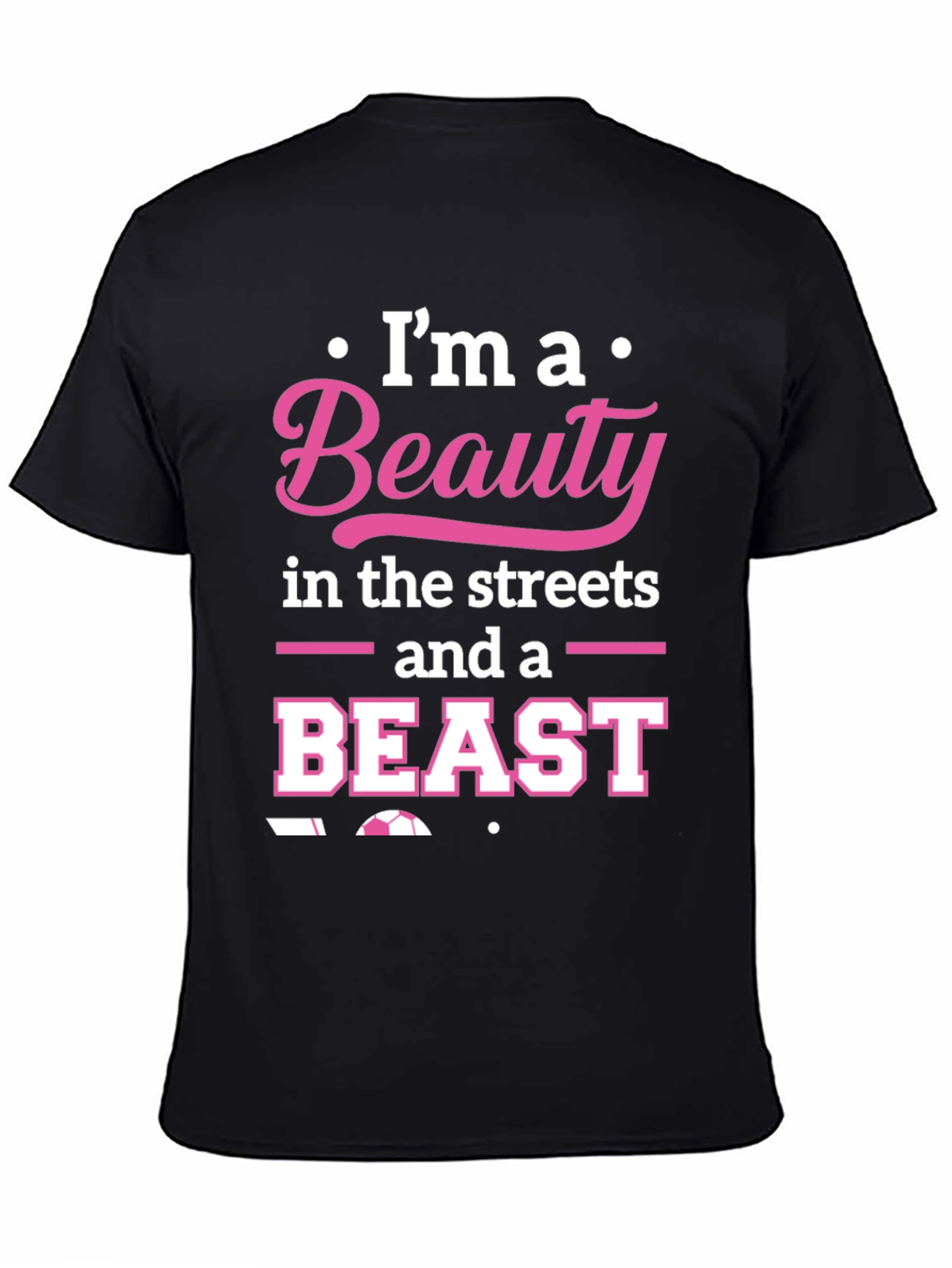 Beauty and Beast Soccer T-Shirt - Black Graphic Tee