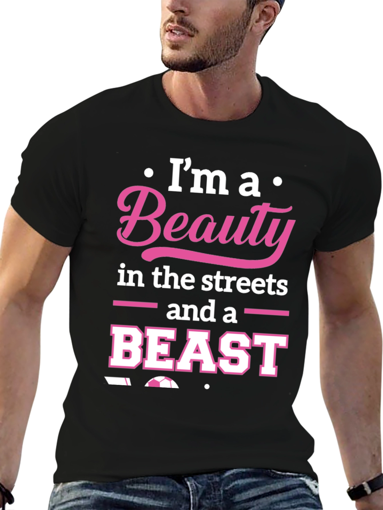 Beauty and Beast Soccer T-Shirt - Black Graphic Tee
