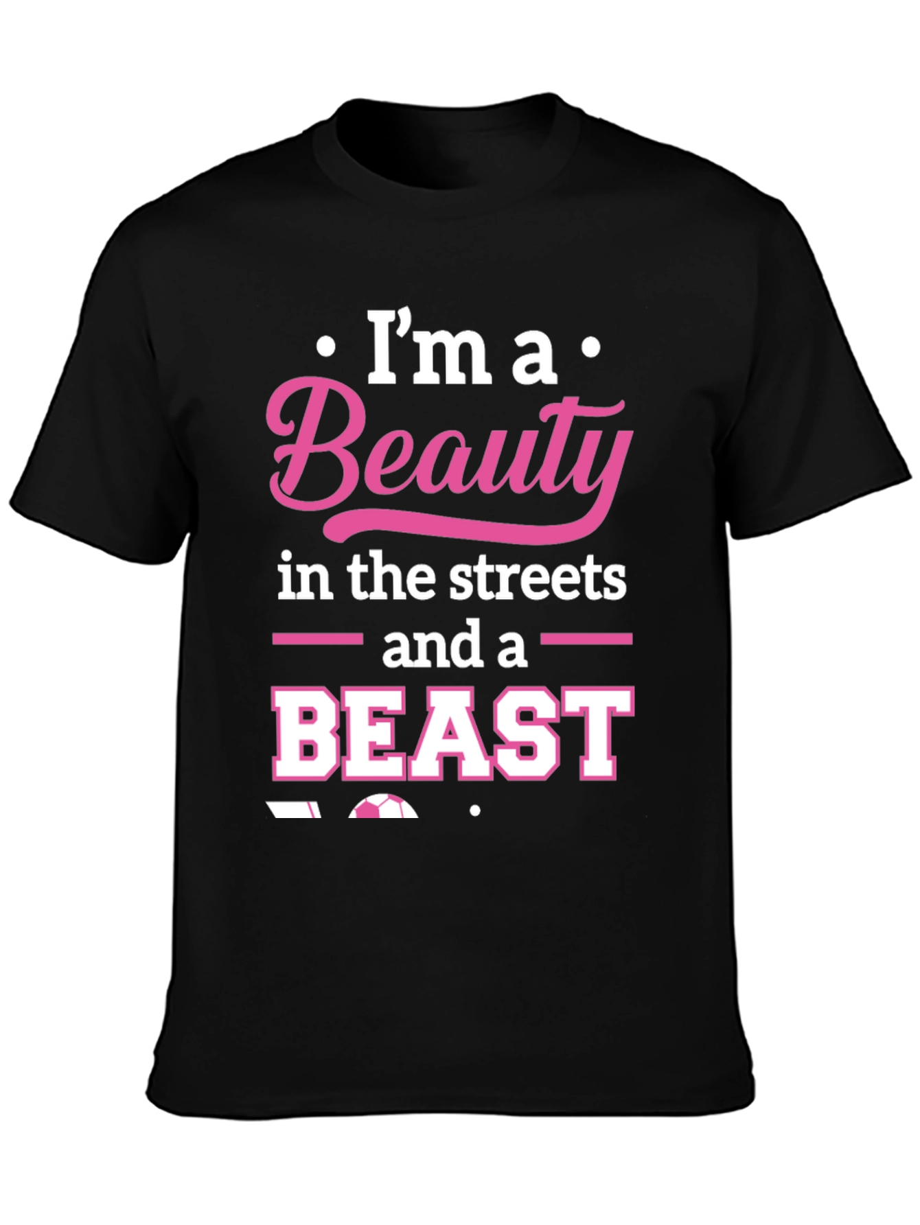 Beauty and Beast Soccer T-Shirt - Black Graphic Tee