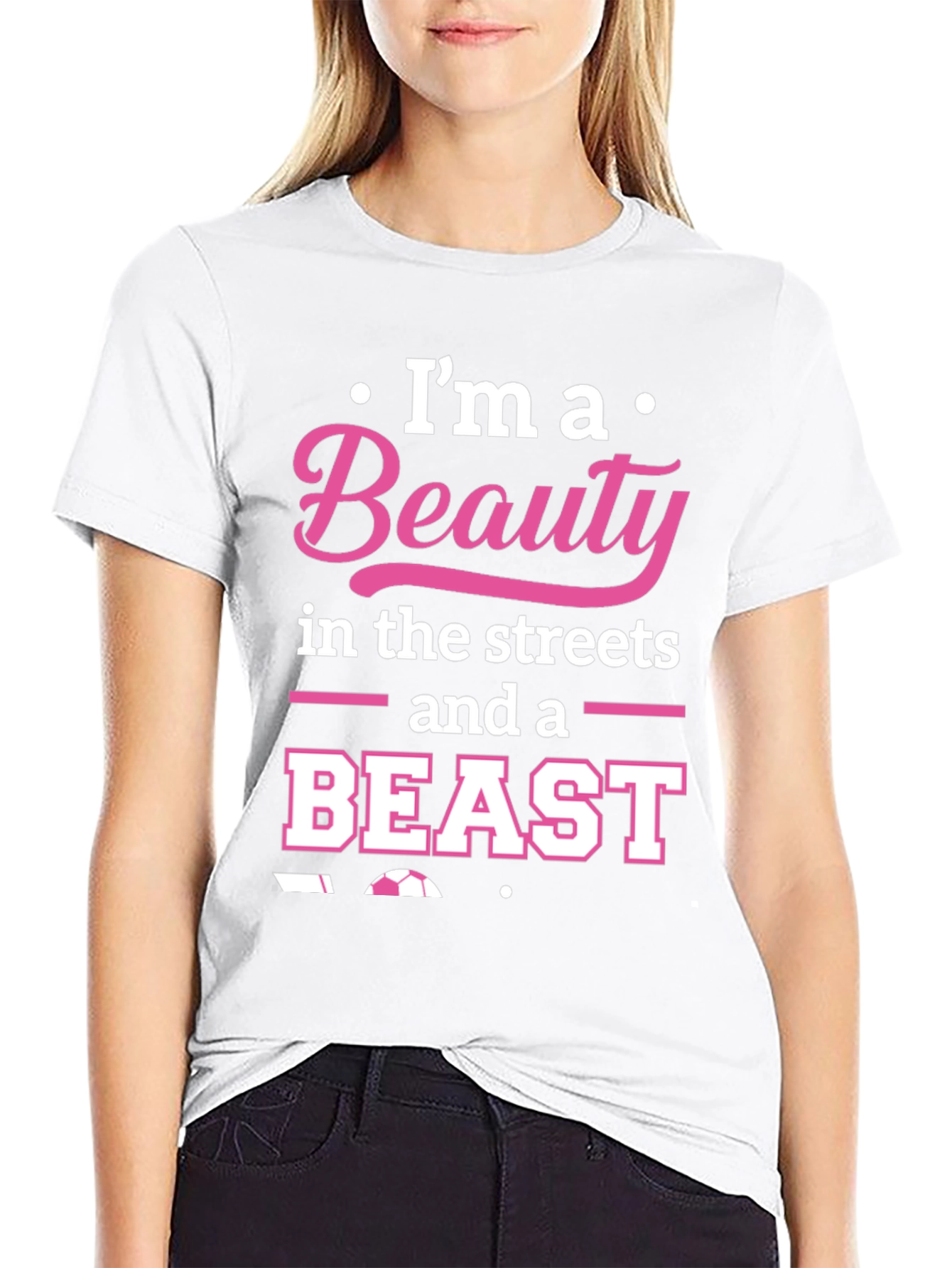 Beauty and Beast Soccer T-Shirt - Black Graphic Tee