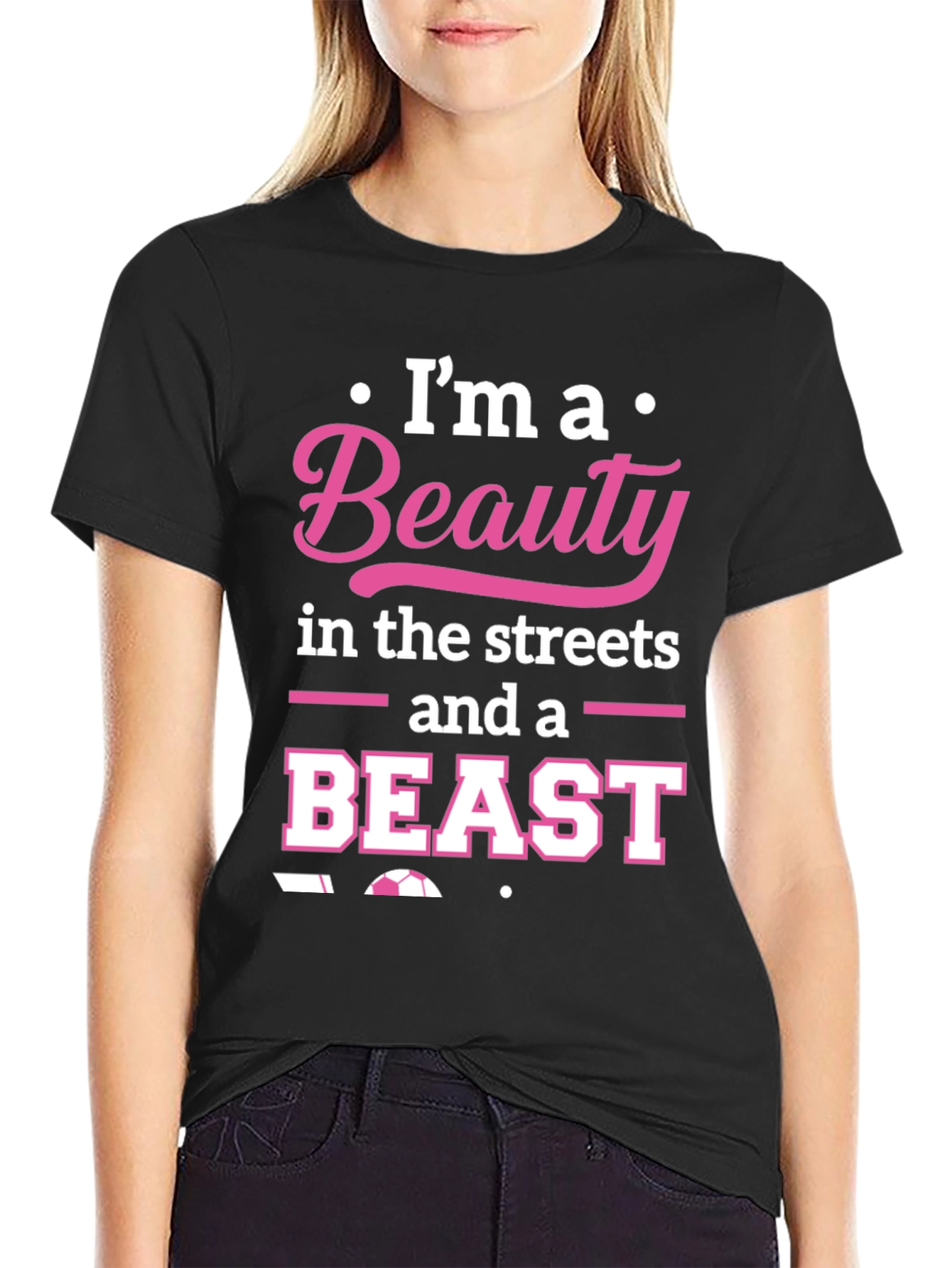 Beauty and Beast Soccer T-Shirt - Black Graphic Tee
