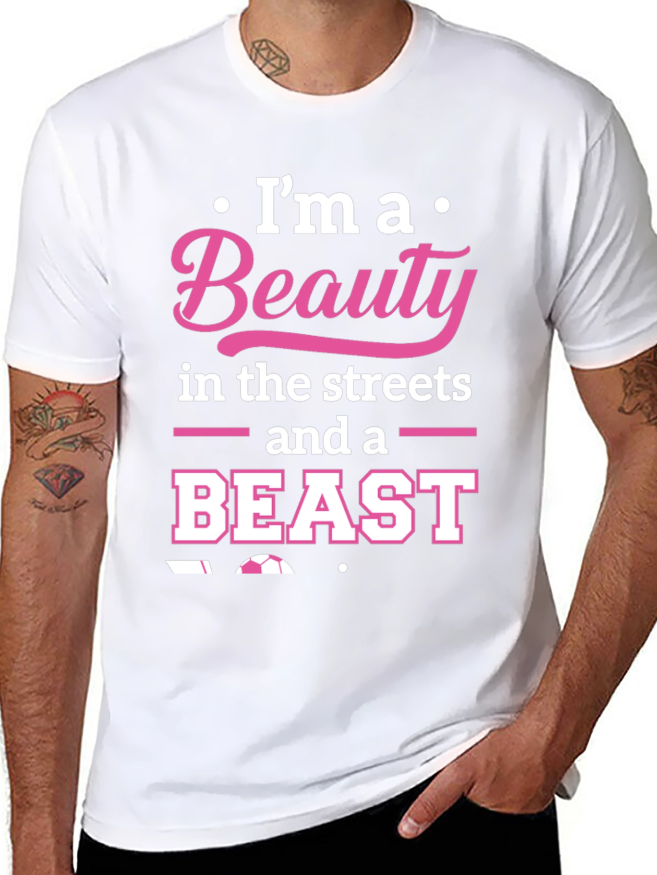 Beauty and Beast Soccer T-Shirt - Black Graphic Tee