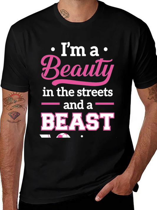 Beauty and Beast Soccer T-Shirt - Black Graphic Tee