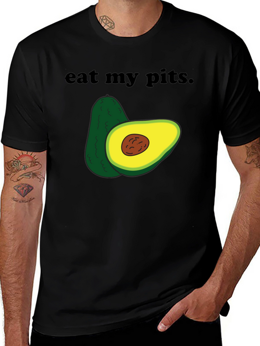 Eat My Pits Avocado Humor Graphic Tee - Black