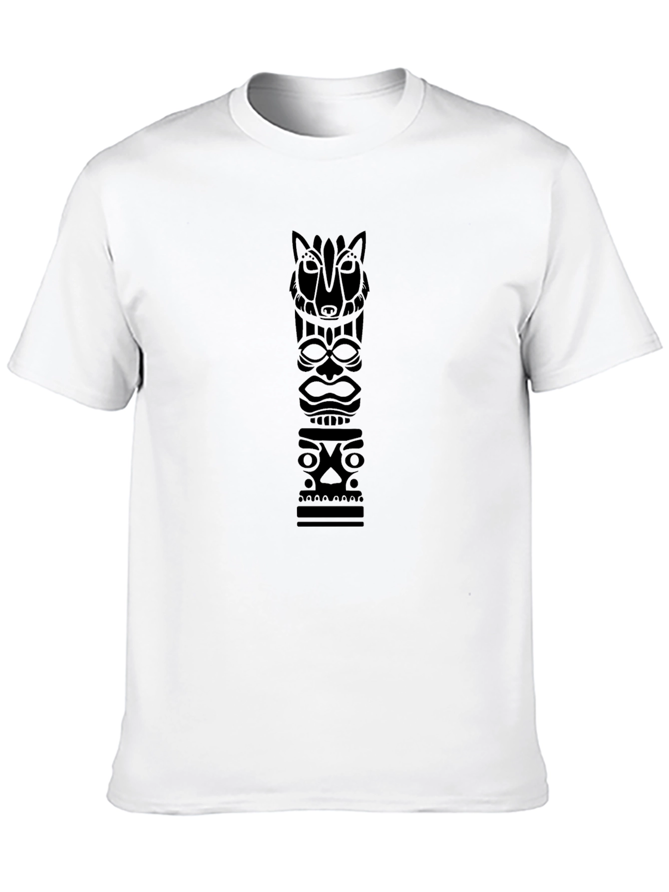 Black Totem Pole Graphic Print T-Shirt