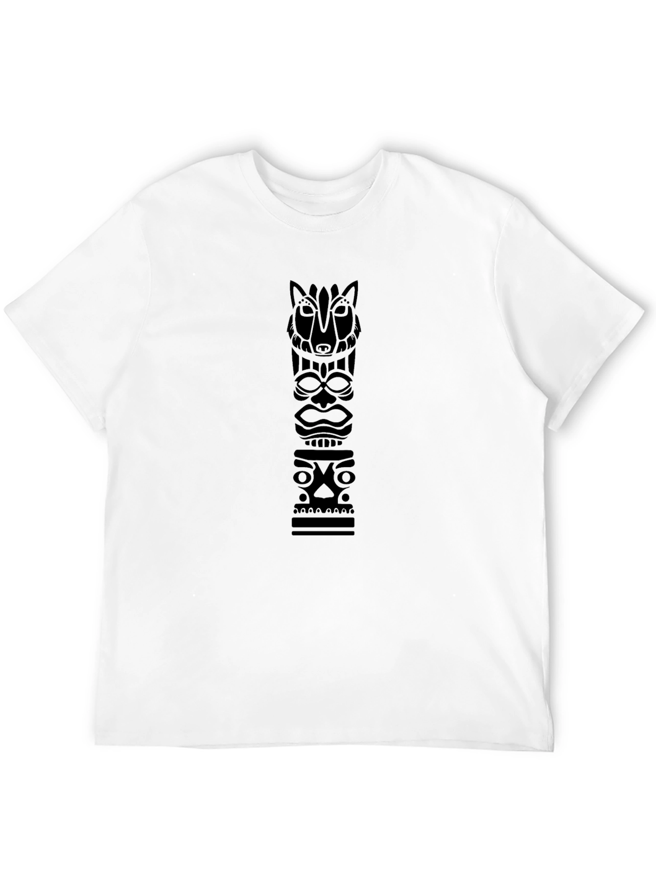Black Totem Pole Graphic Print T-Shirt