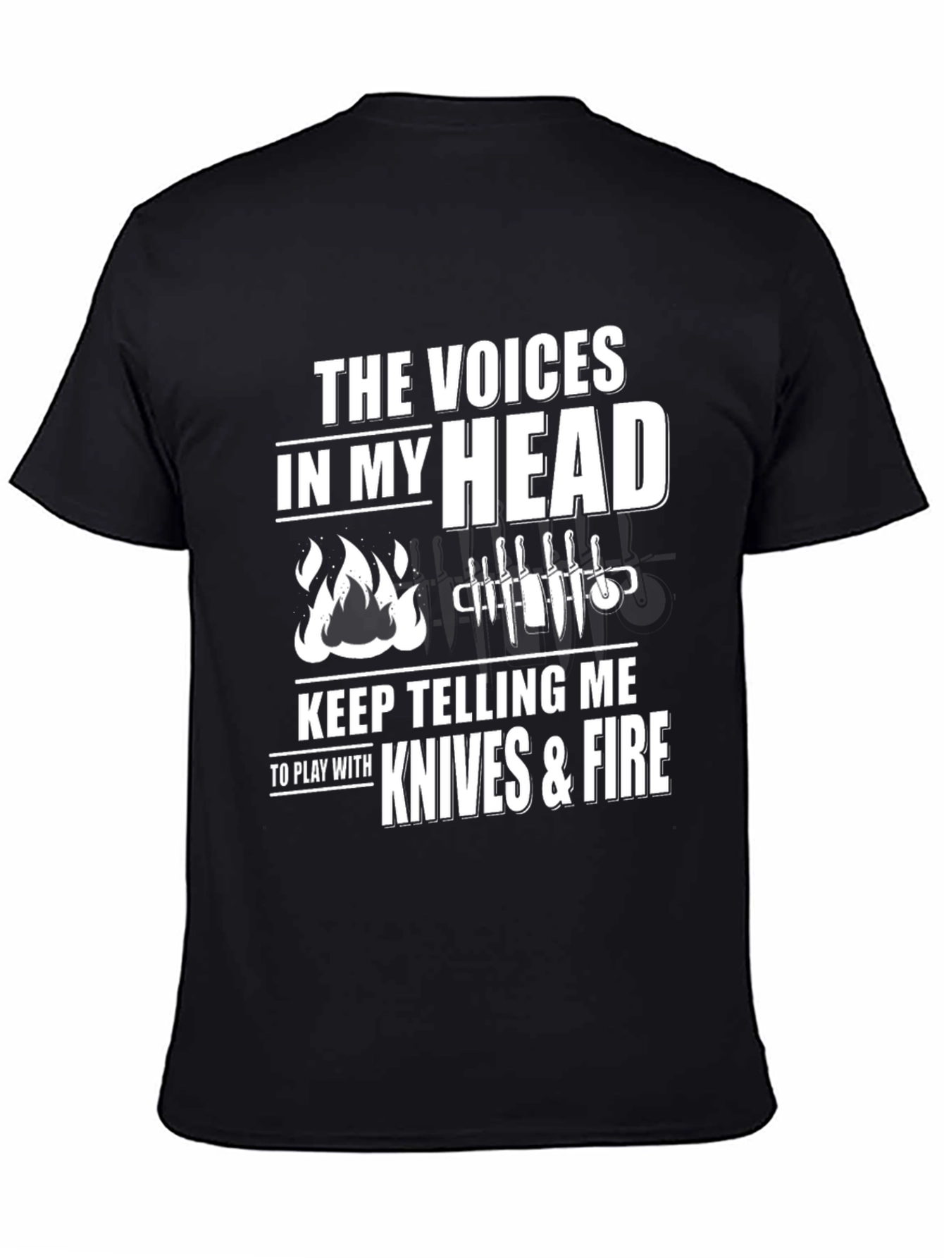 Voices in My Head Knives & Fire Black T-Shirt