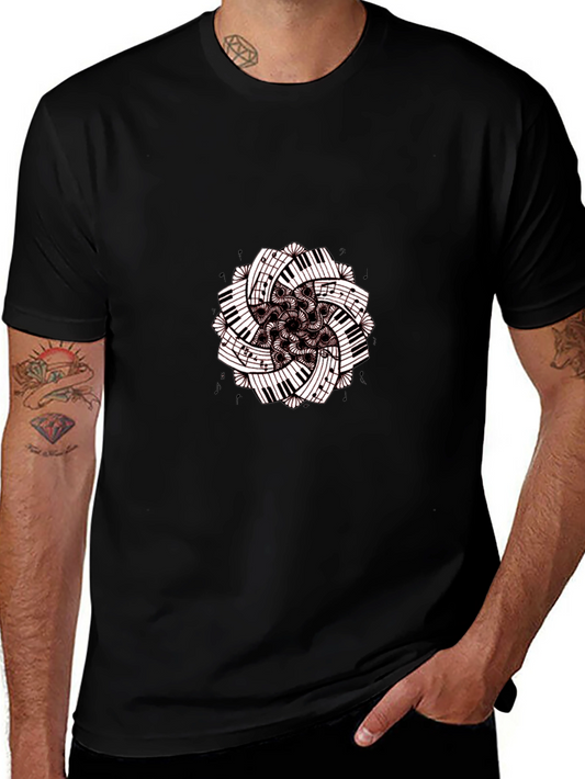 Musical Mandala Graphic Tee - Black Cotton Comfort