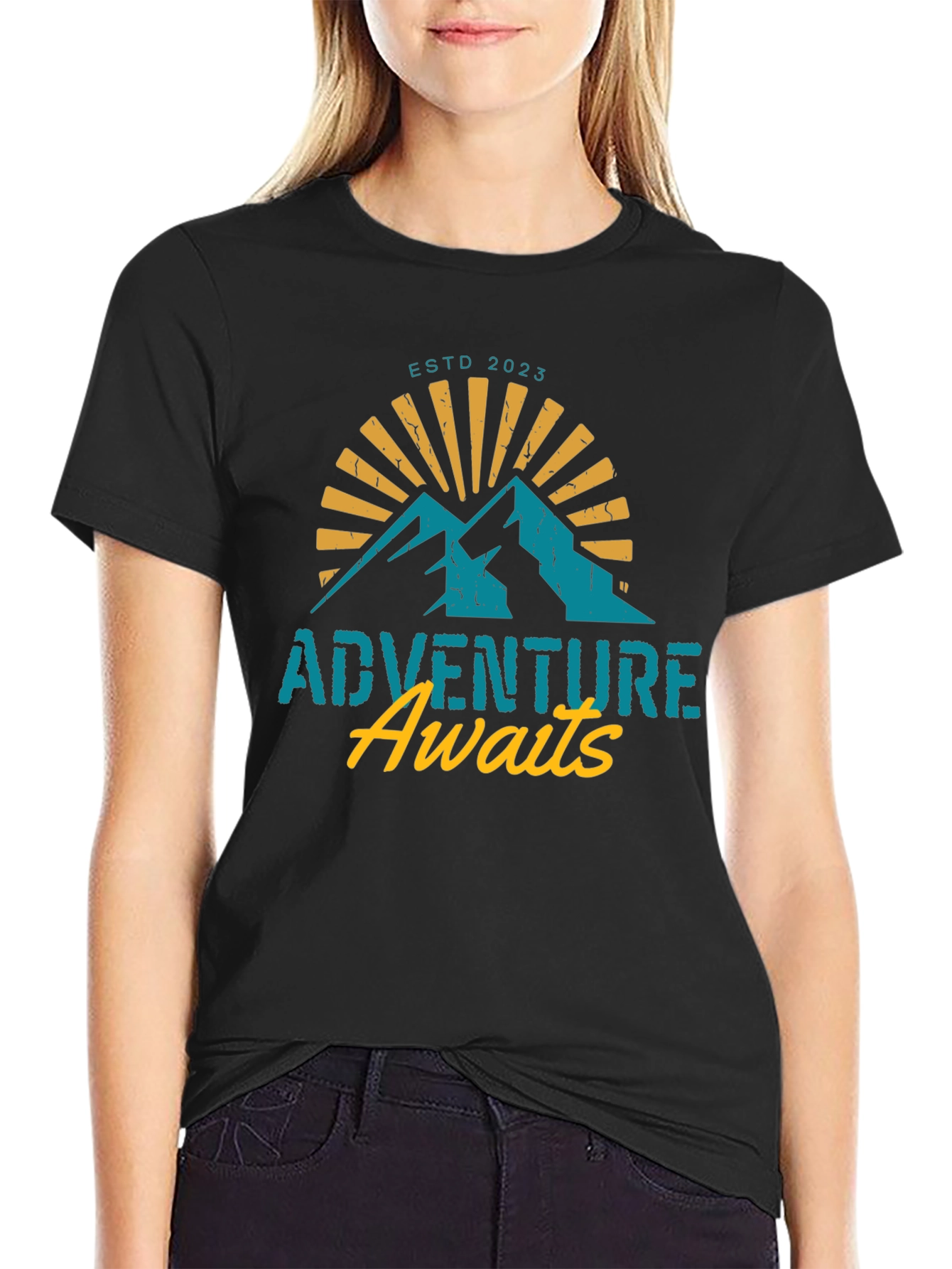 Adventure Awaits T-Shirt - Black Mountain Design