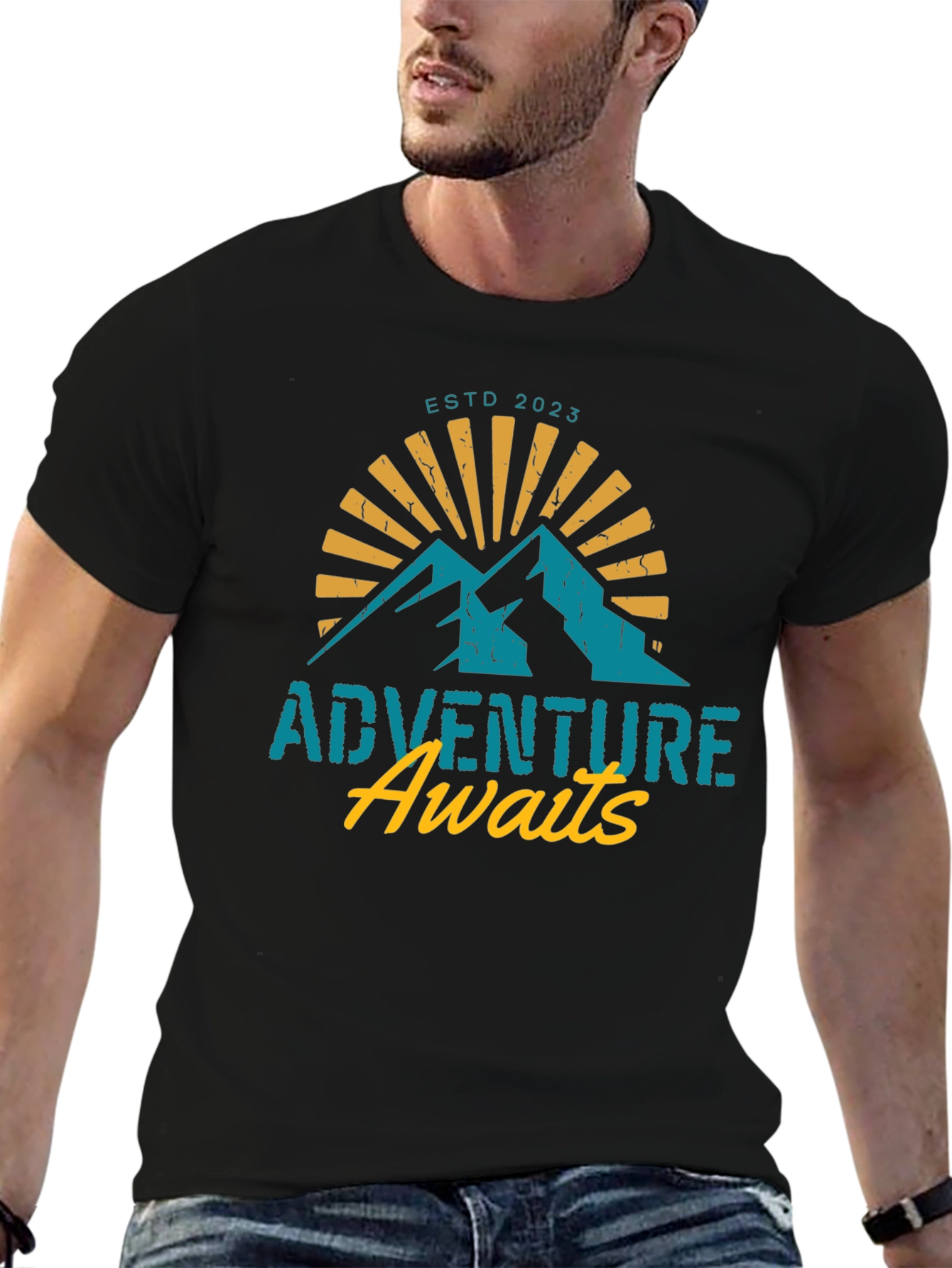 Adventure Awaits T-Shirt - Black Mountain Design