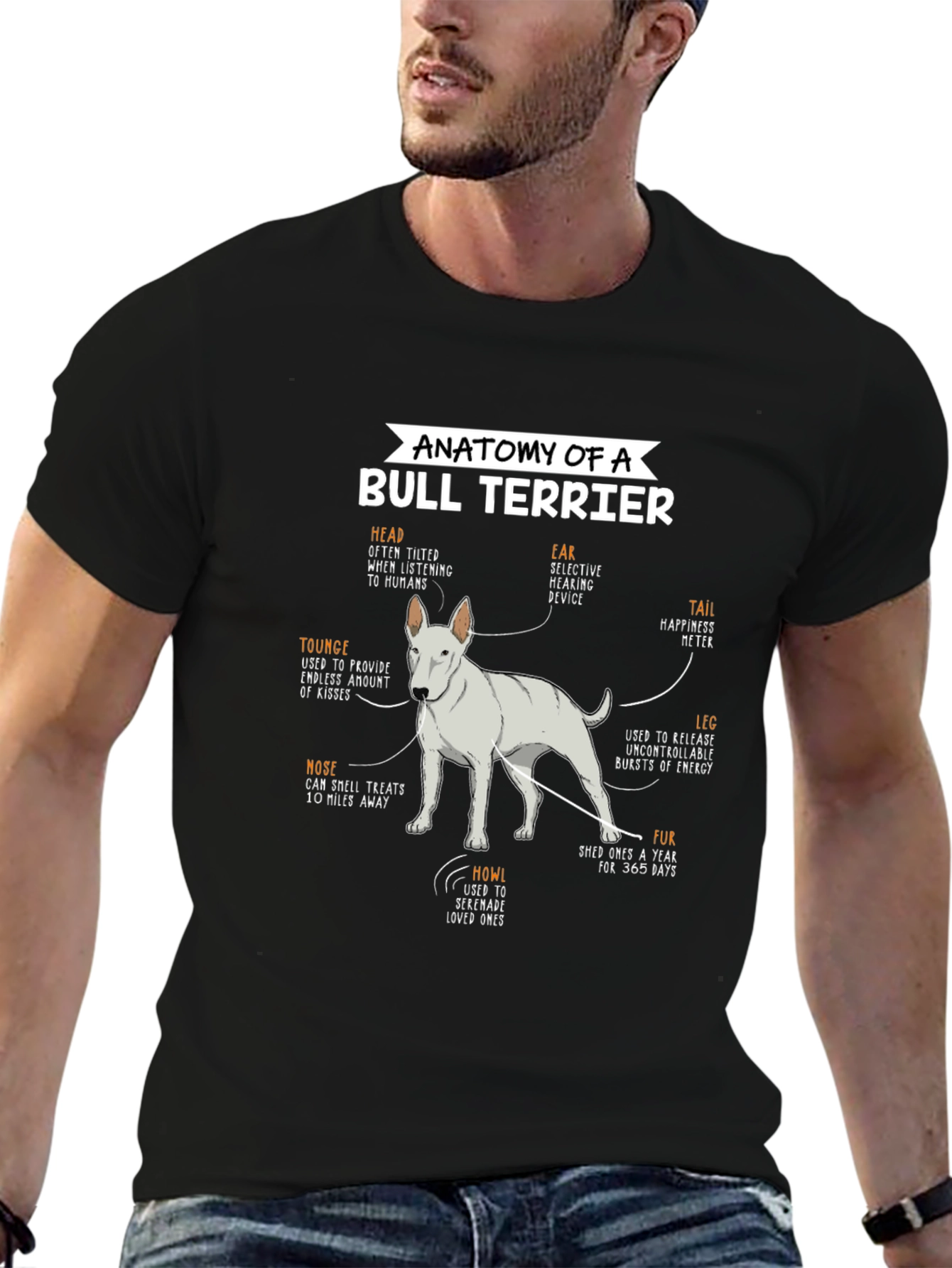 Anatomy of a Bull Terrier Black T-Shirt