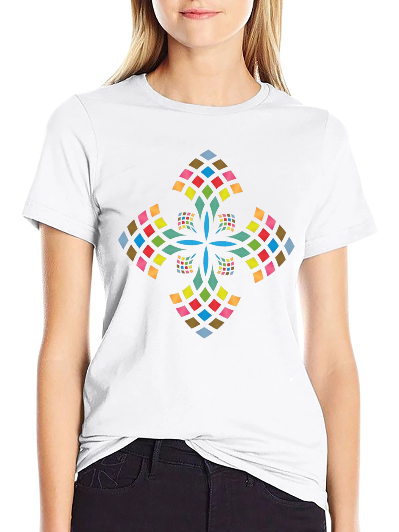 Modern Geometric Cross Graphic Tee