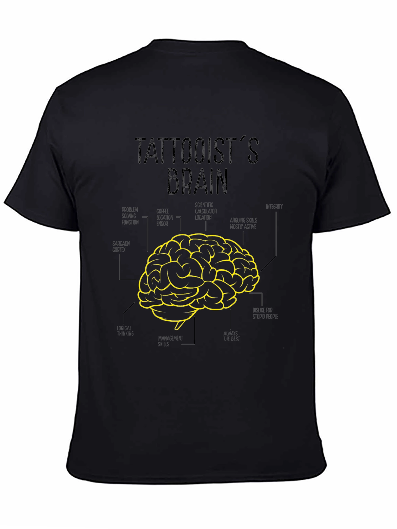 Tattooists Brain Graphic Tee - Black Cotton T-Shirt