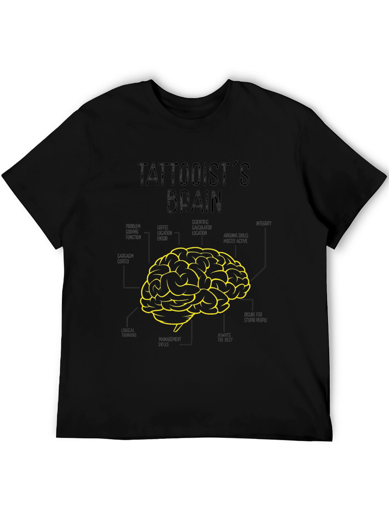 Tattooists Brain Graphic Tee - Black Cotton T-Shirt