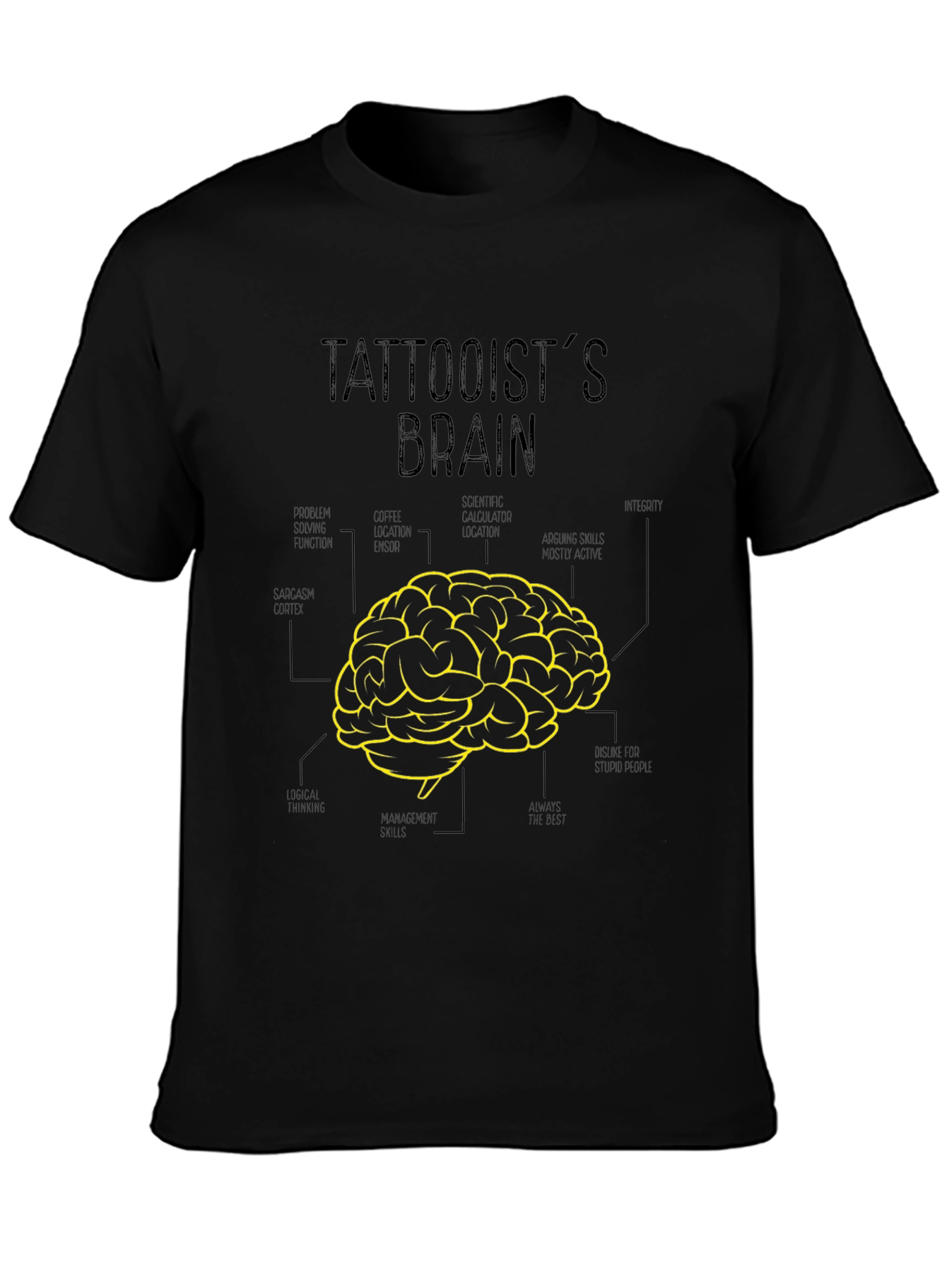 Tattooists Brain Graphic Tee - Black Cotton T-Shirt