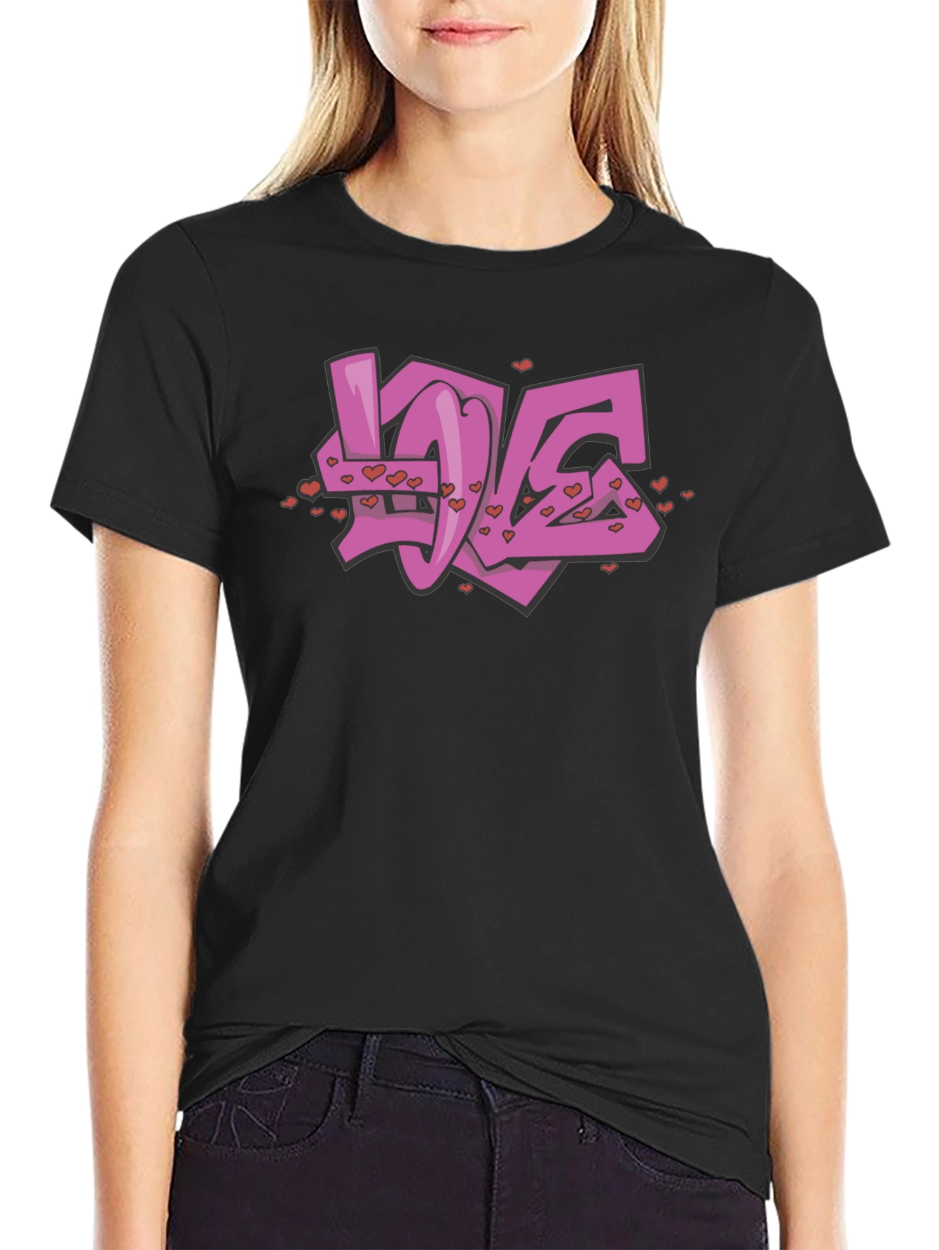 Love Graffiti Graphic Black T-Shirt