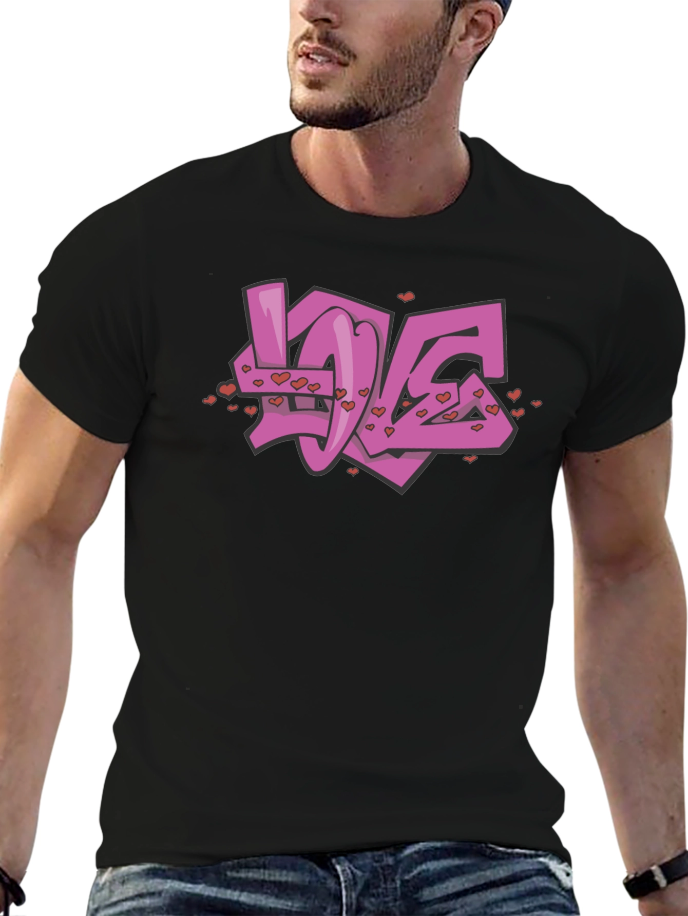 Love Graffiti Graphic Black T-Shirt