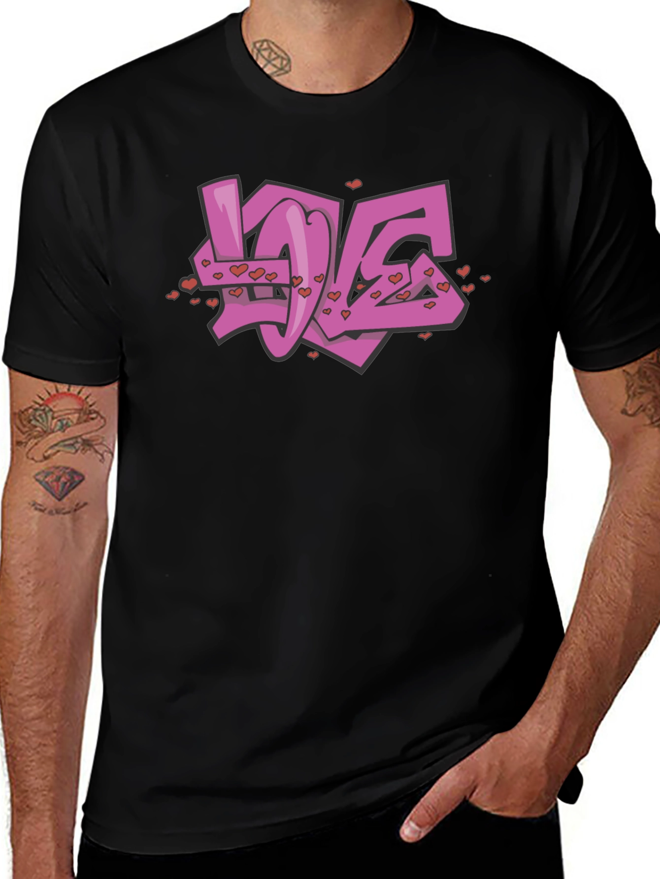 Love Graffiti Graphic Black T-Shirt