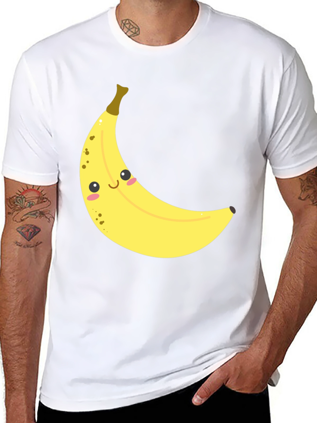 Smiling Banana Graphic Tee - Unisex Black Cotton T-Shirt