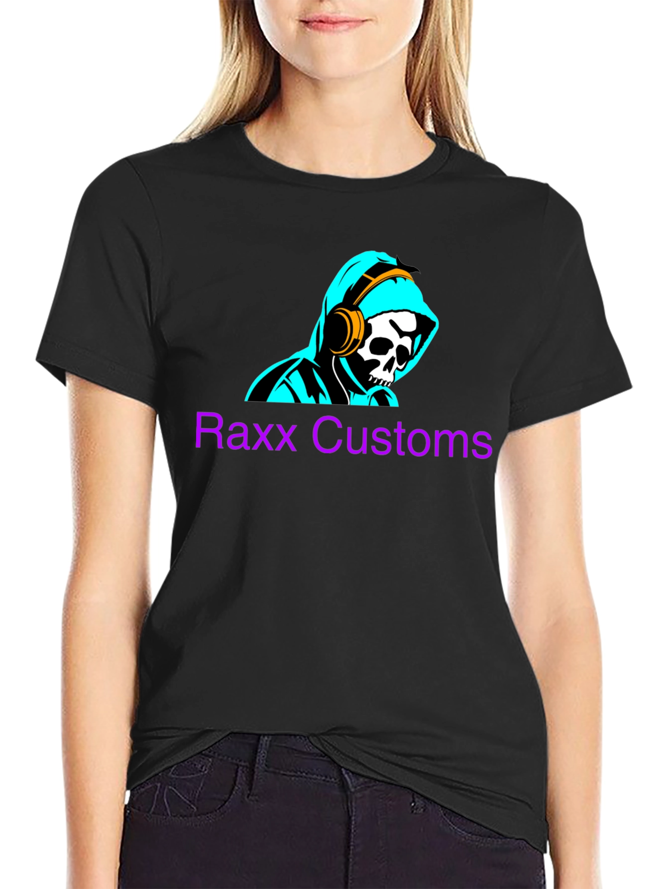 Raxx Customs Skull & Headphones Graphic T-Shirt