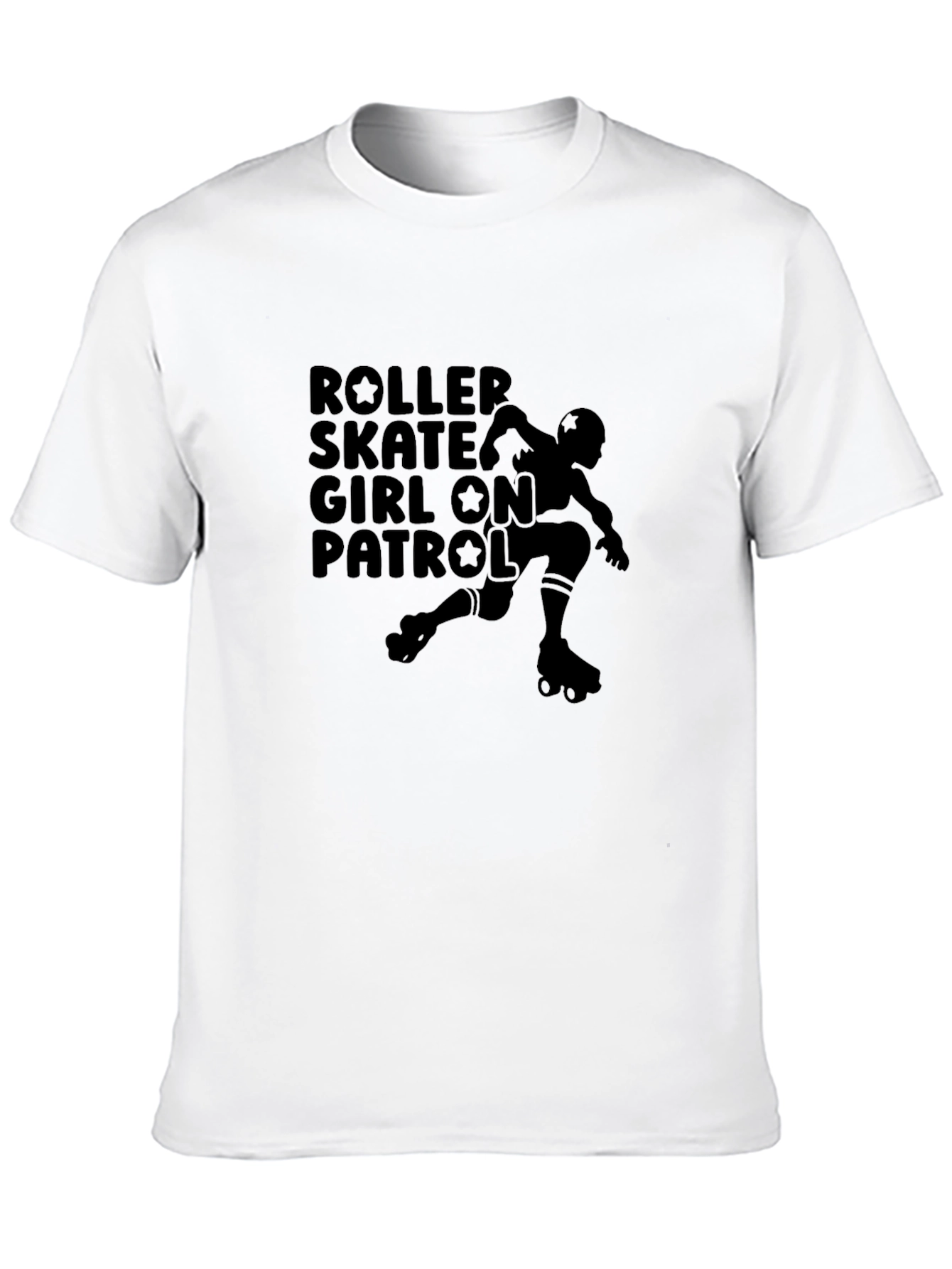 Roller Skate Girl On Patrol Black T-Shirt