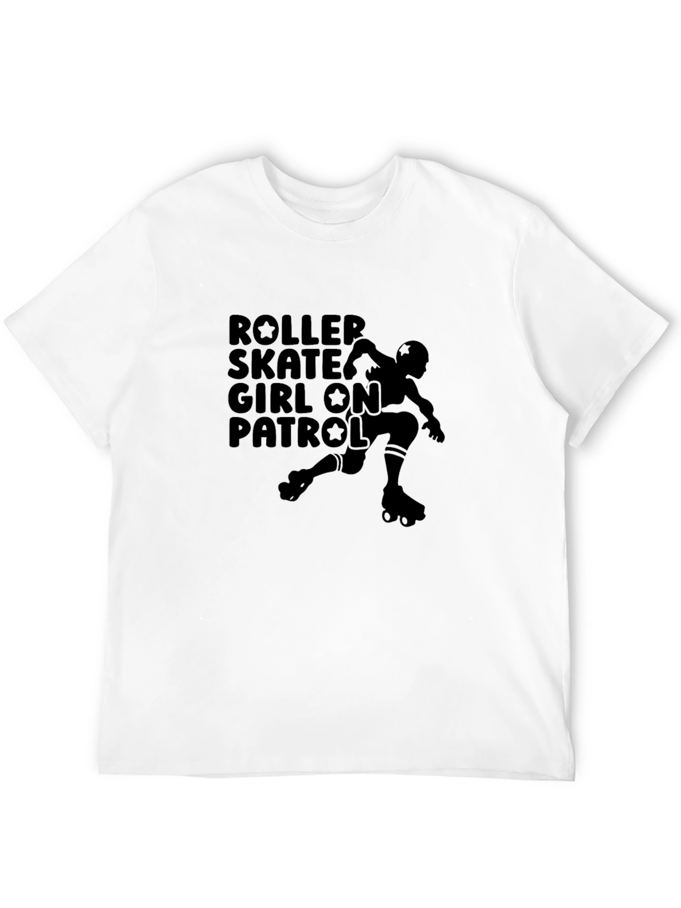 Roller Skate Girl On Patrol Black T-Shirt