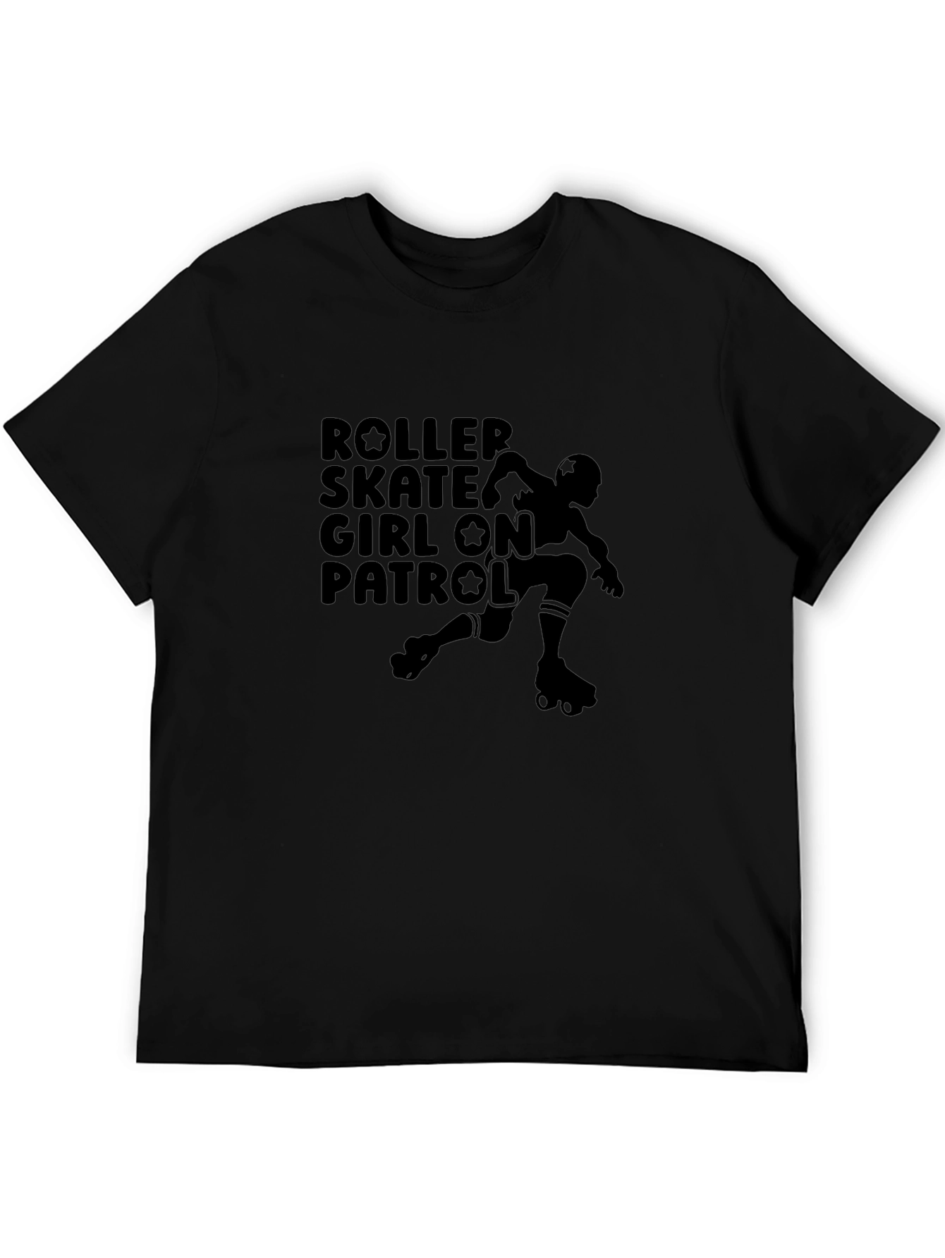 Roller Skate Girl On Patrol Black T-Shirt