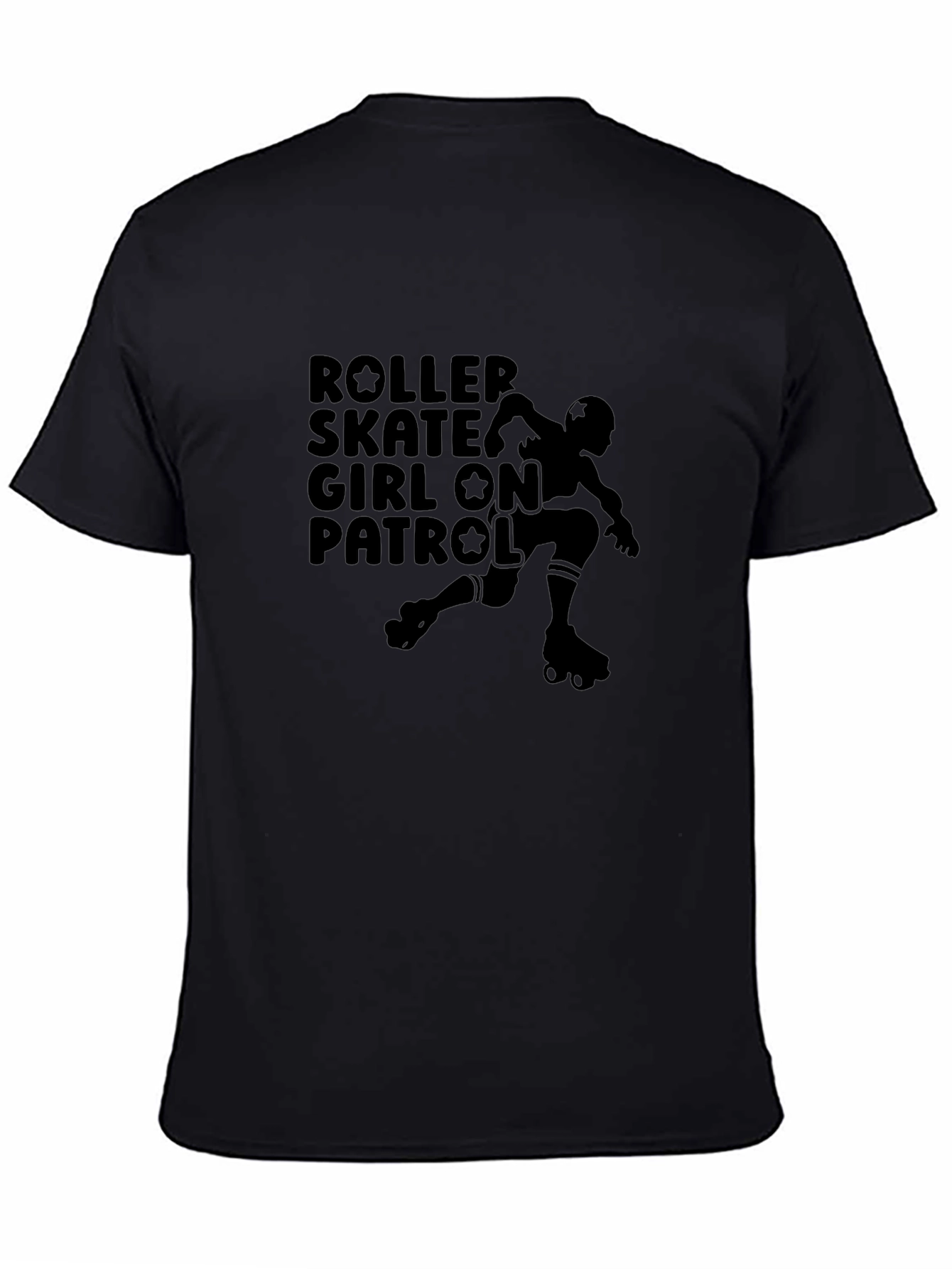 Roller Skate Girl On Patrol Black T-Shirt